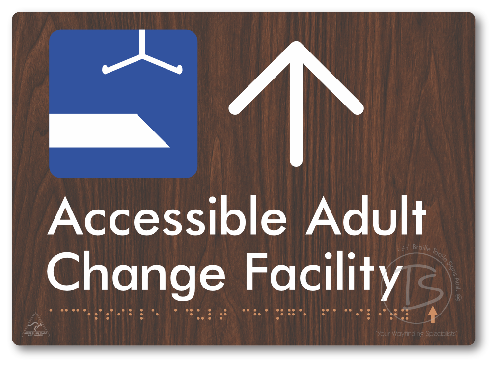 Accessible Adult Change Facility with Large Directional Arrow