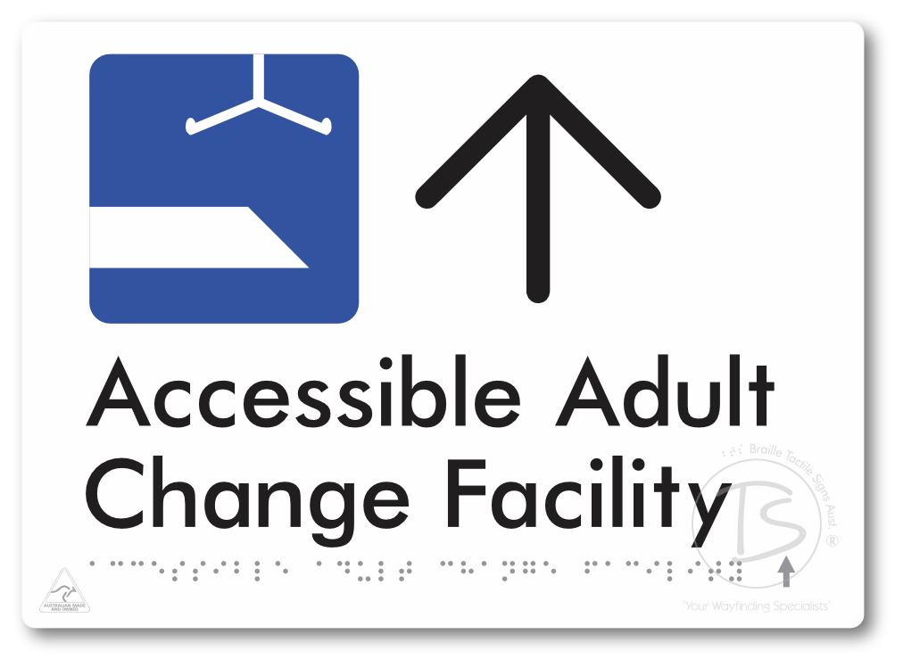 Accessible Adult Change Facility with Large Directional Arrow
