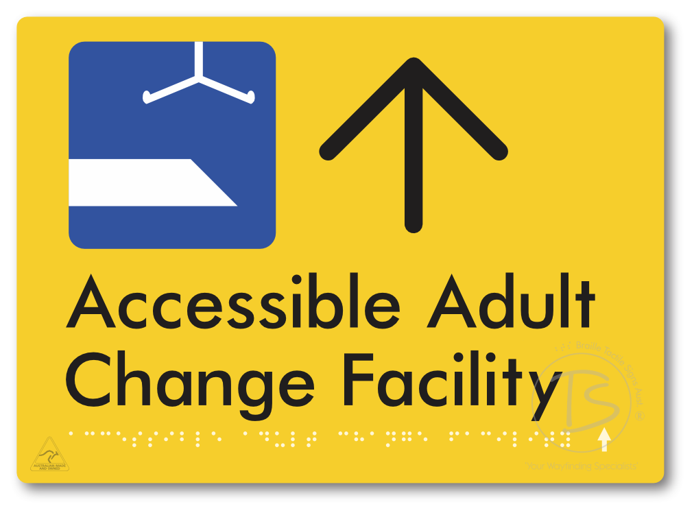 Accessible Adult Change Facility with Large Directional Arrow