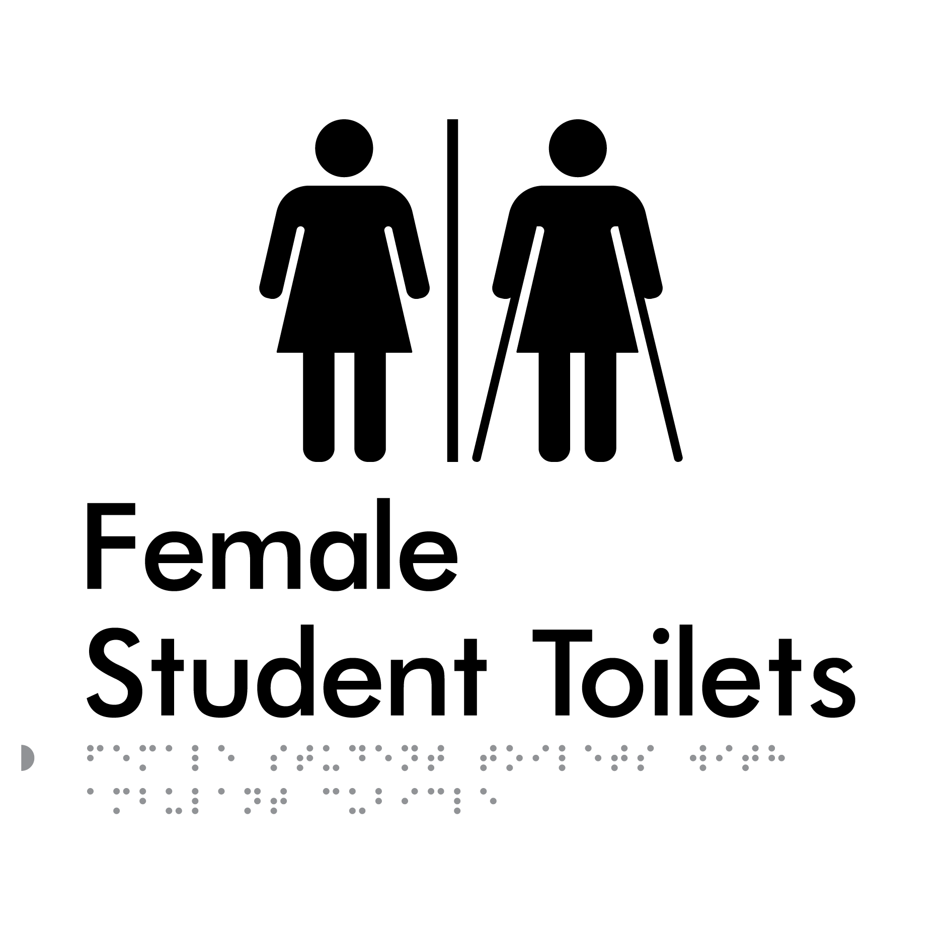 Female Student Toilets with Ambulant Cubicle with Air Lock - Braille Tactile Signs Aust.
