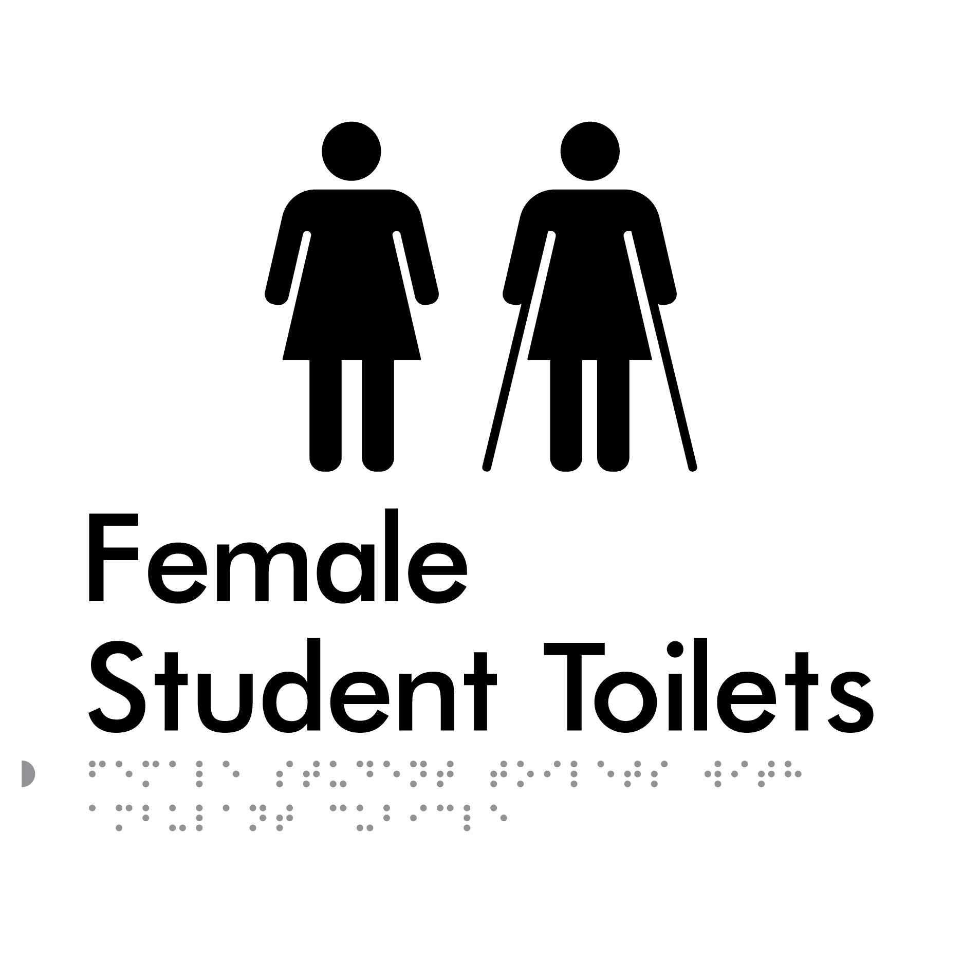 Female Student Toilets with Ambulant Cubicle - Braille Tactile Signs Aust.