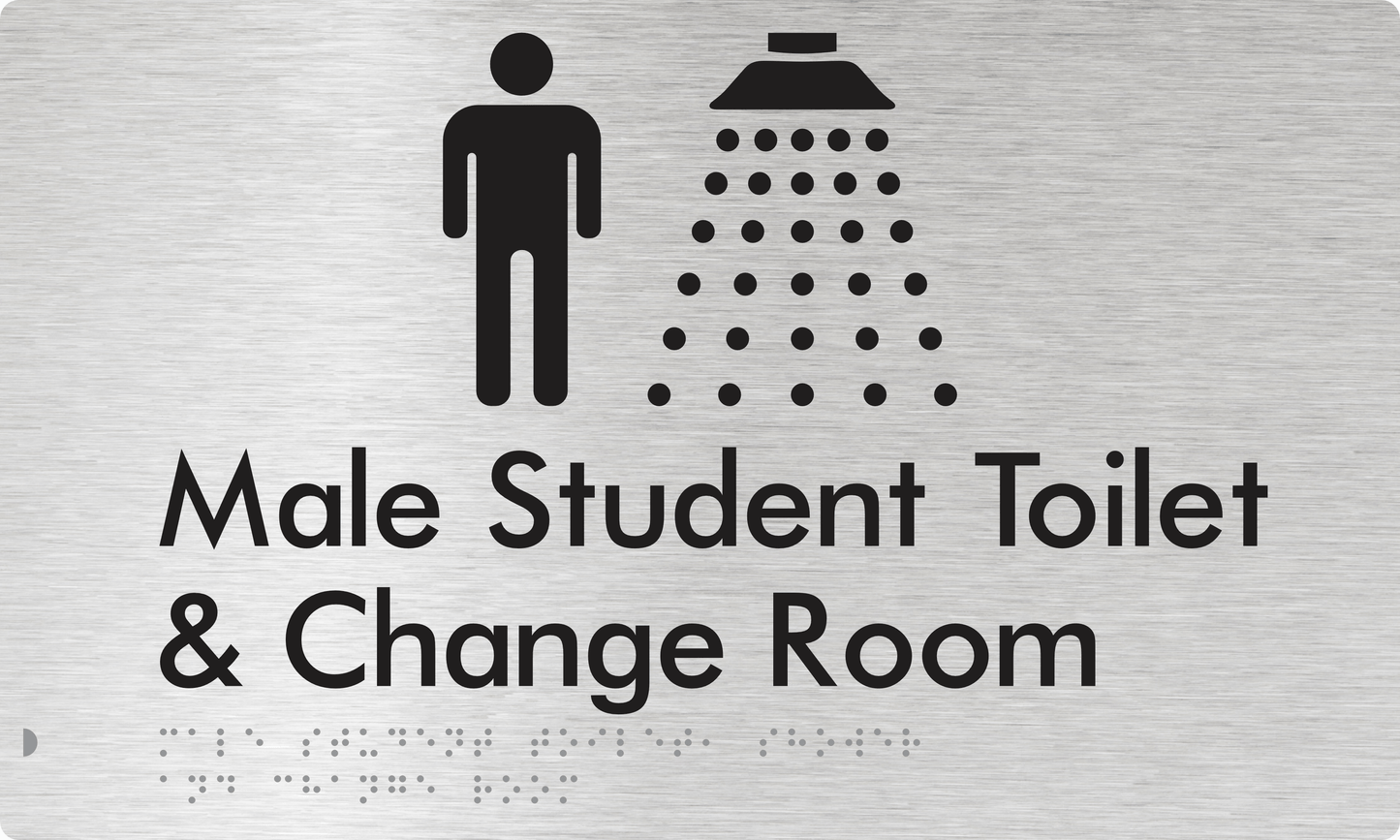 Male Student Toilet / Shower & Change Room - Braille Tactile Signs Aust.