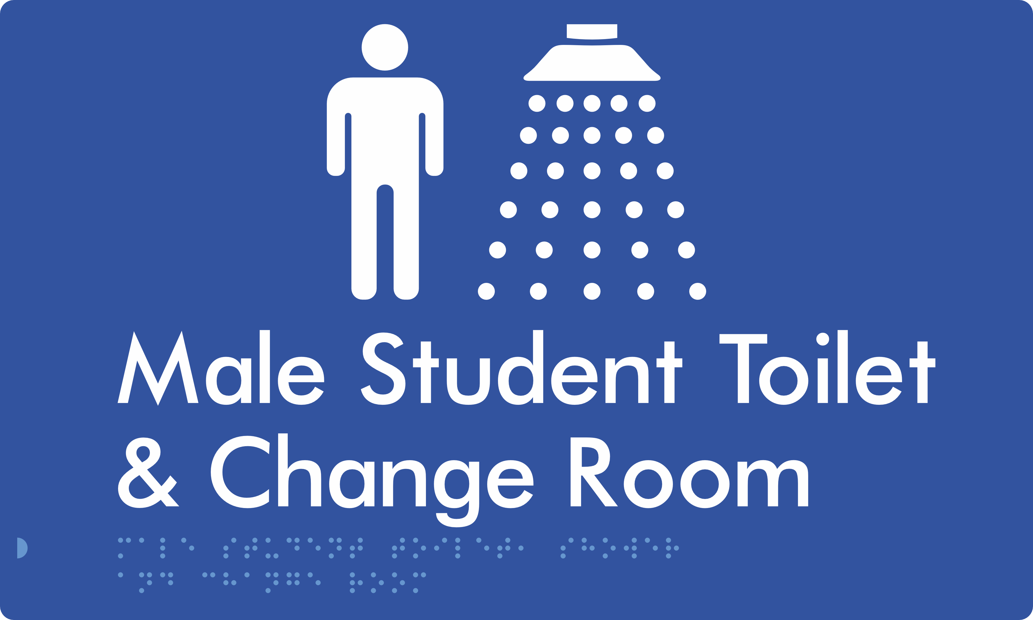 Male Student Toilet / Shower & Change Room - Braille Tactile Signs Aust.