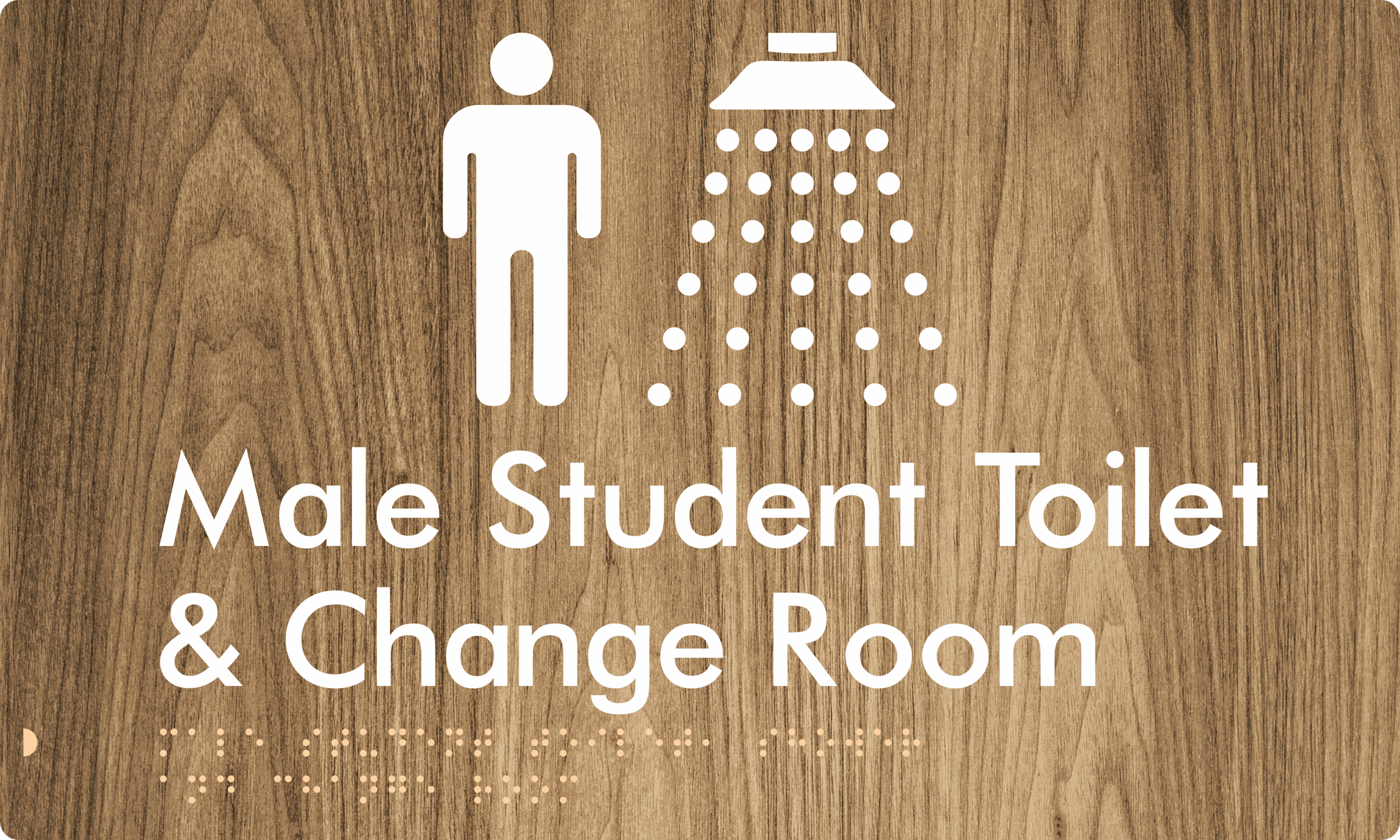 Male Student Toilet / Shower & Change Room - Braille Tactile Signs Aust.