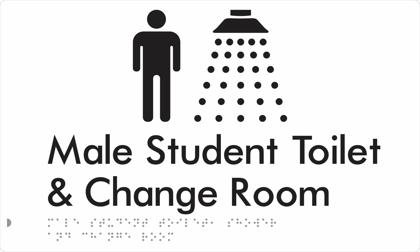 Male Student Toilet / Shower & Change Room - Braille Tactile Signs Aust.