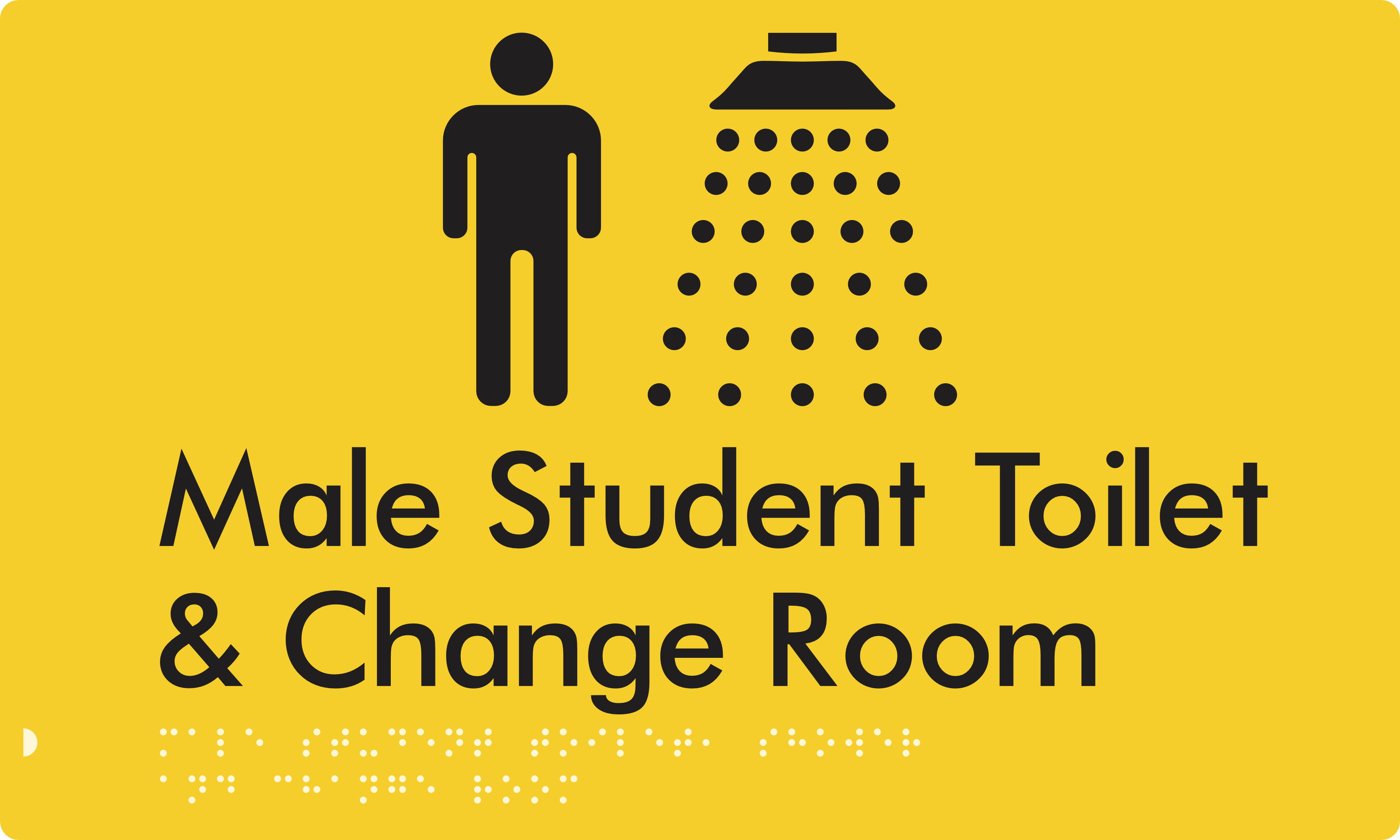 Male Student Toilet / Shower & Change Room - Braille Tactile Signs Aust.