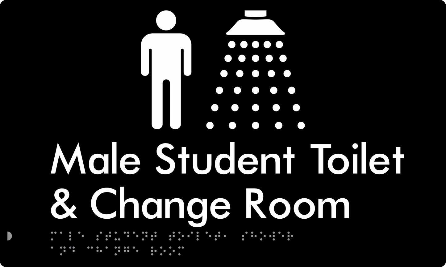 Male Student Toilet / Shower & Change Room - Braille Tactile Signs Aust.