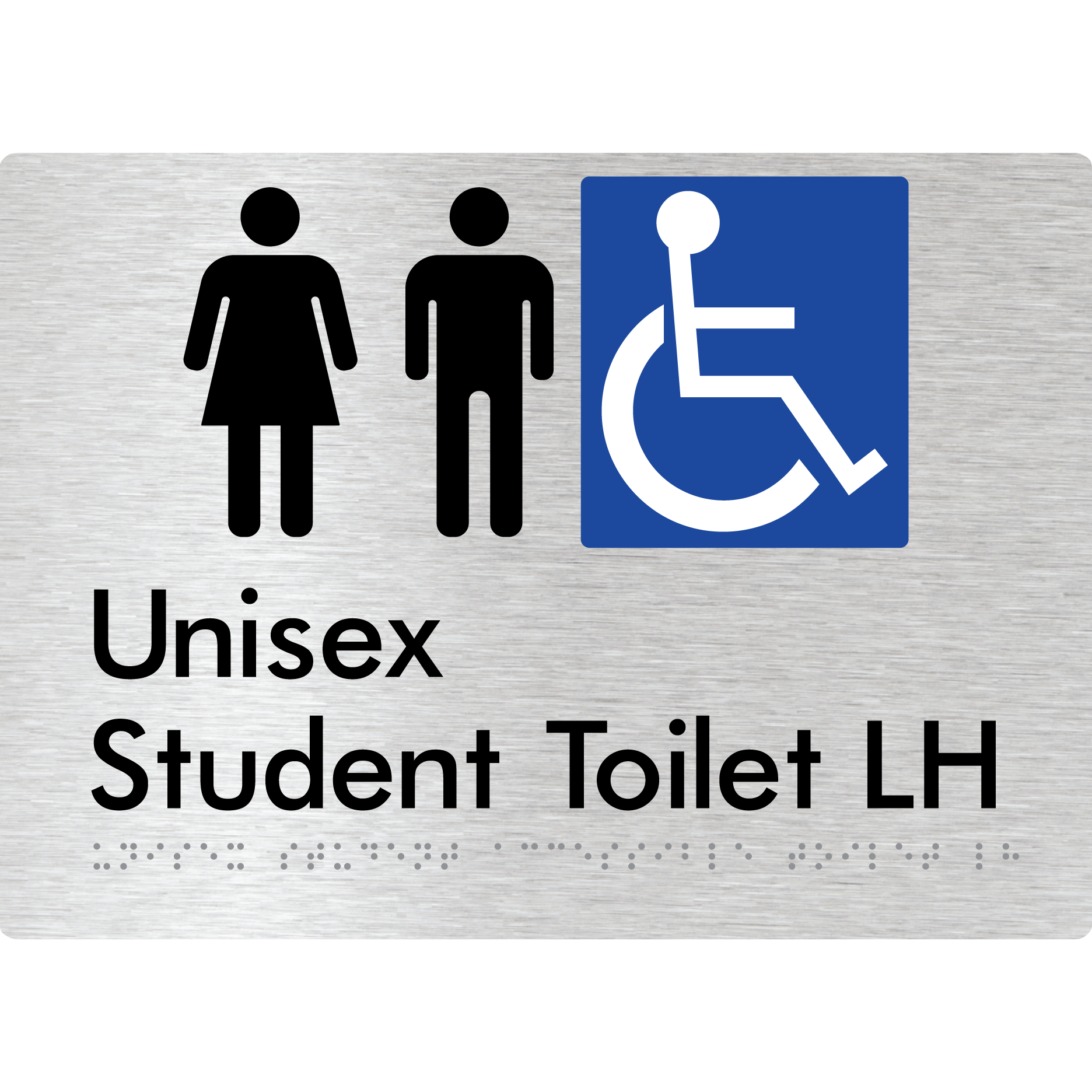 Unisex Student Accessible Toilet LH or RH - Braille Tactile Signs Aust.