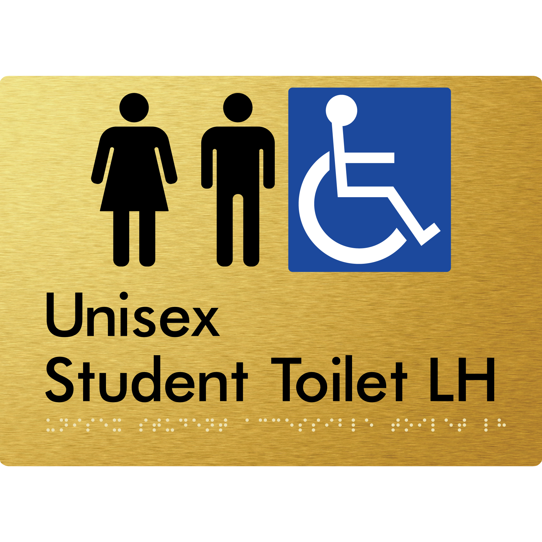 Unisex Student Accessible Toilet LH or RH - Braille Tactile Signs Aust.