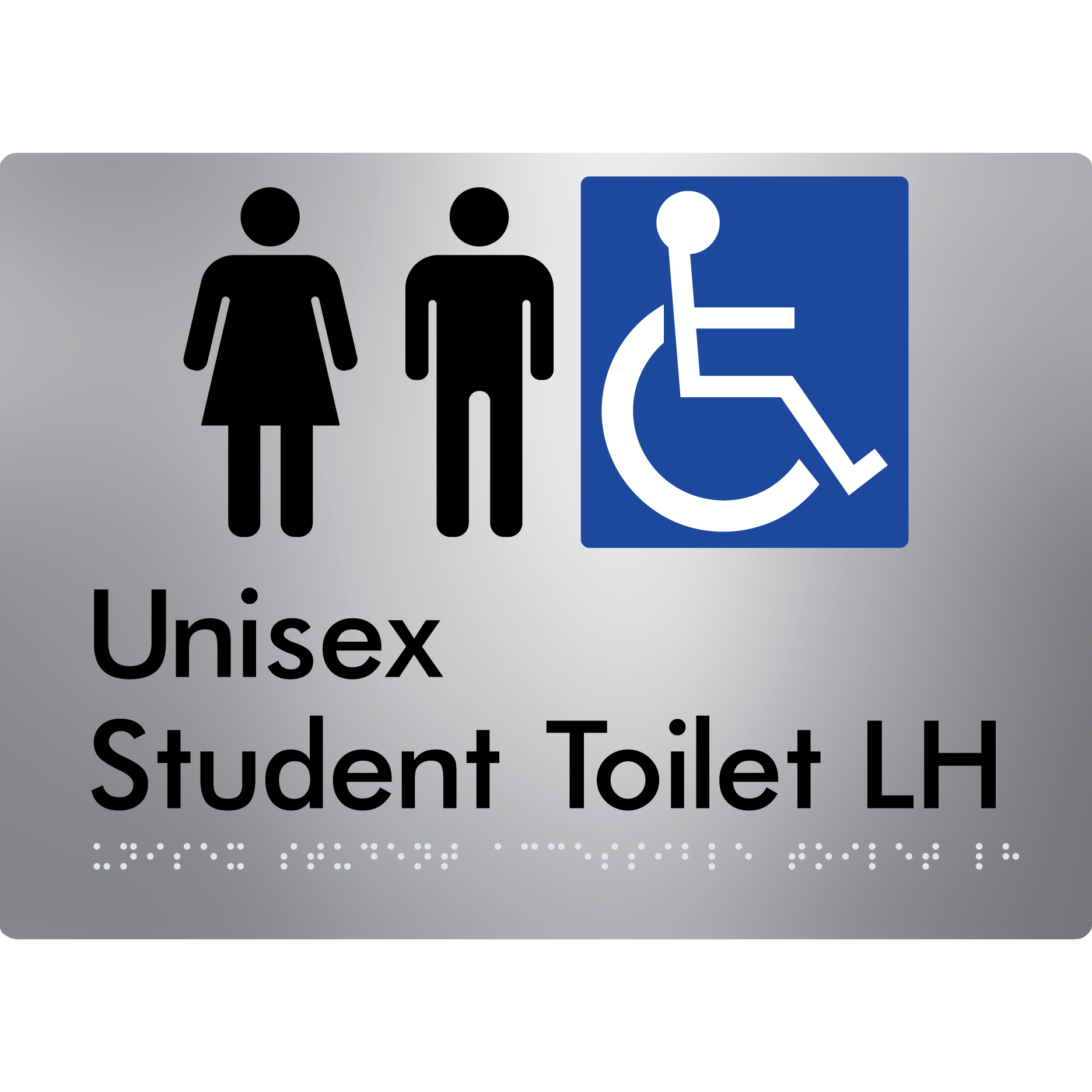 Unisex Student Accessible Toilet LH or RH - Braille Tactile Signs Aust.