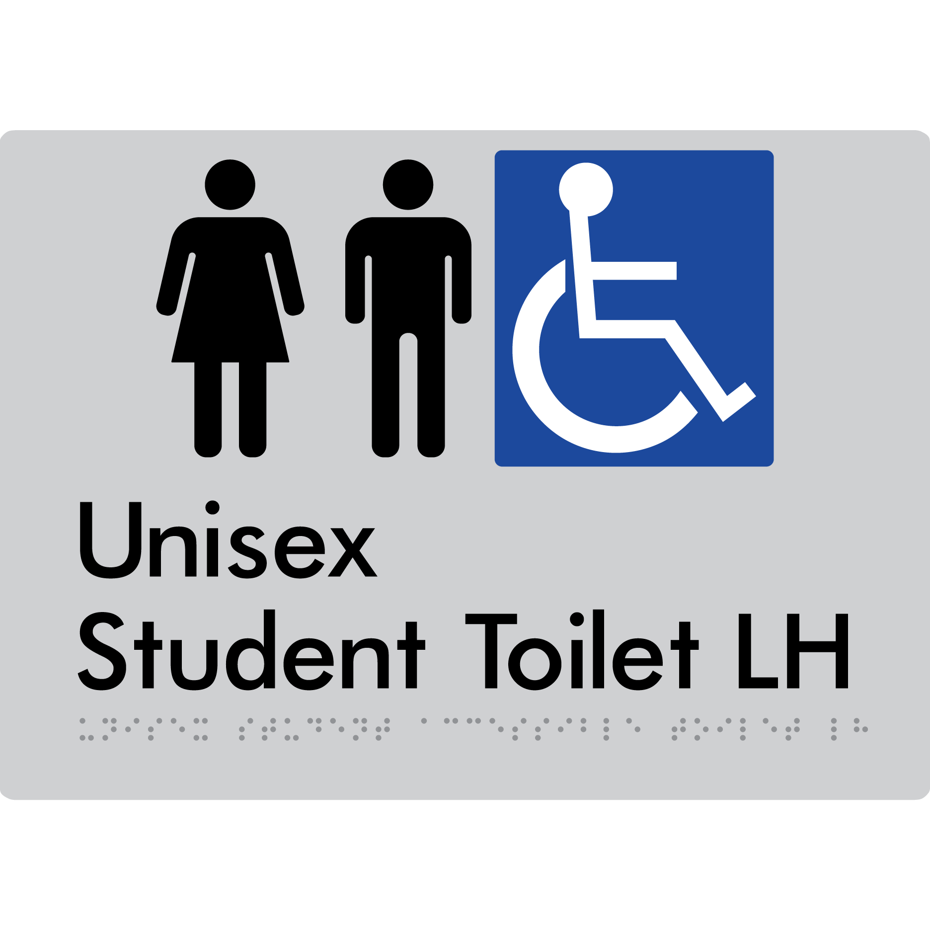 Unisex Student Accessible Toilet LH or RH - Braille Tactile Signs Aust.