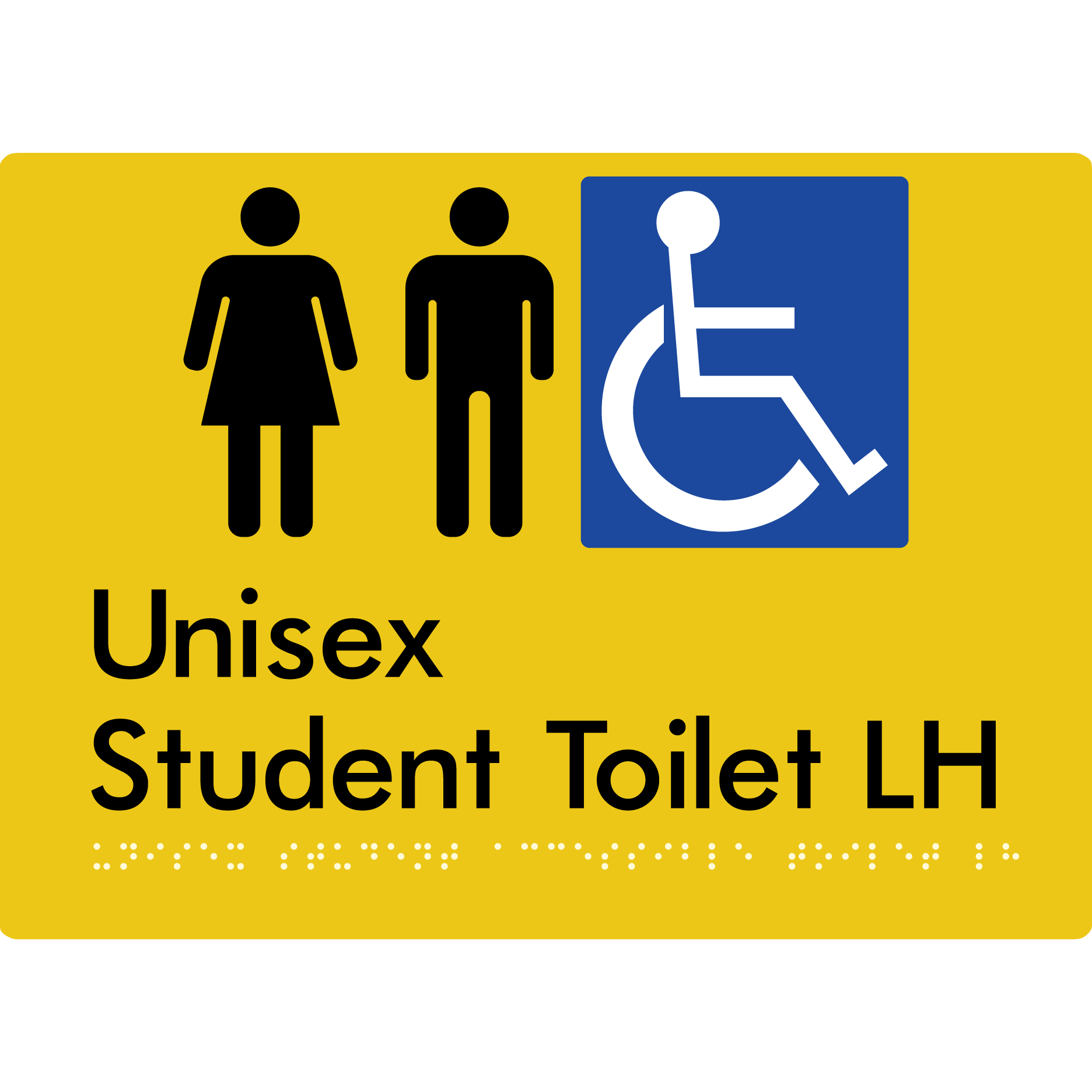 Unisex Student Accessible Toilet LH or RH - Braille Tactile Signs Aust.