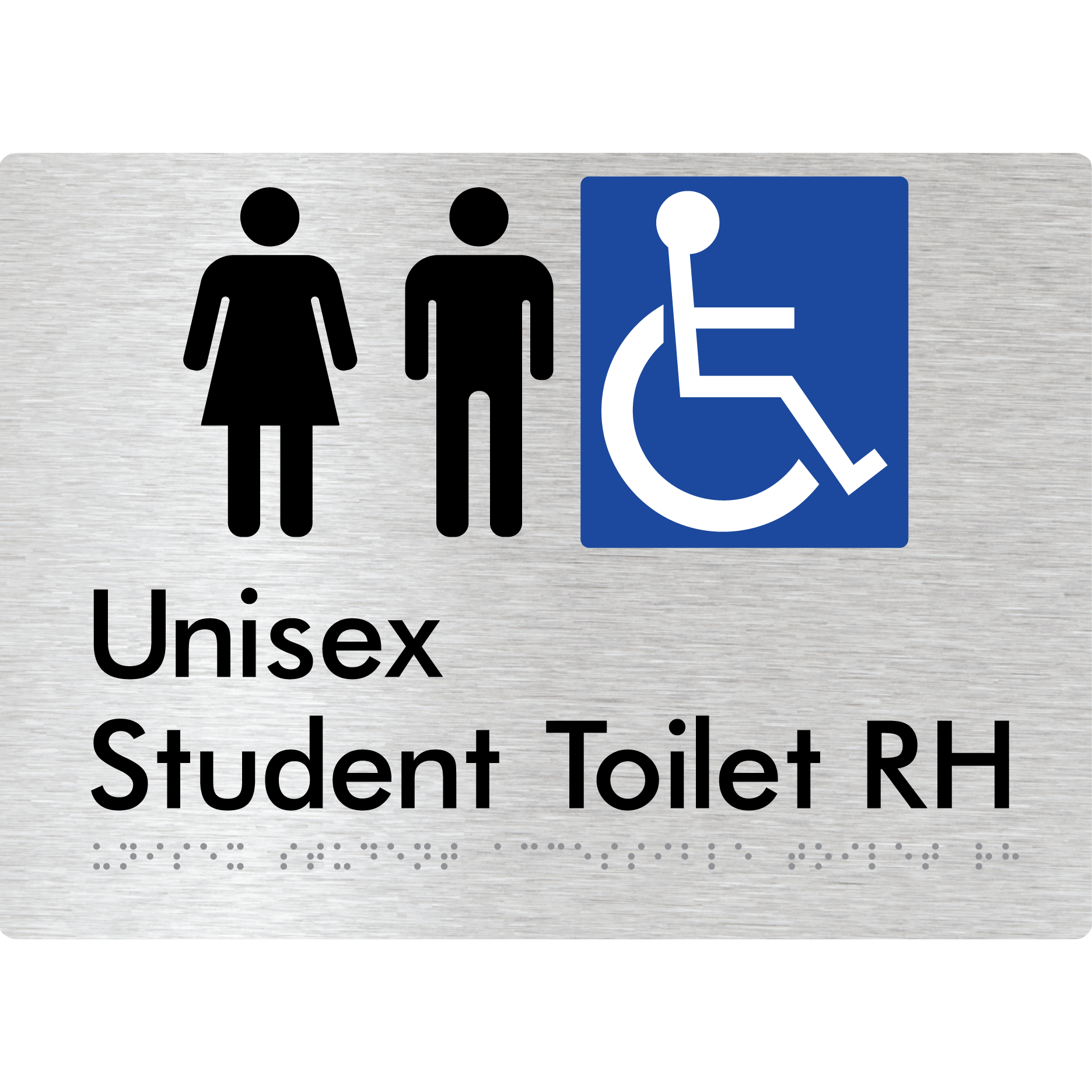 Unisex Student Accessible Toilet LH or RH - Braille Tactile Signs Aust.