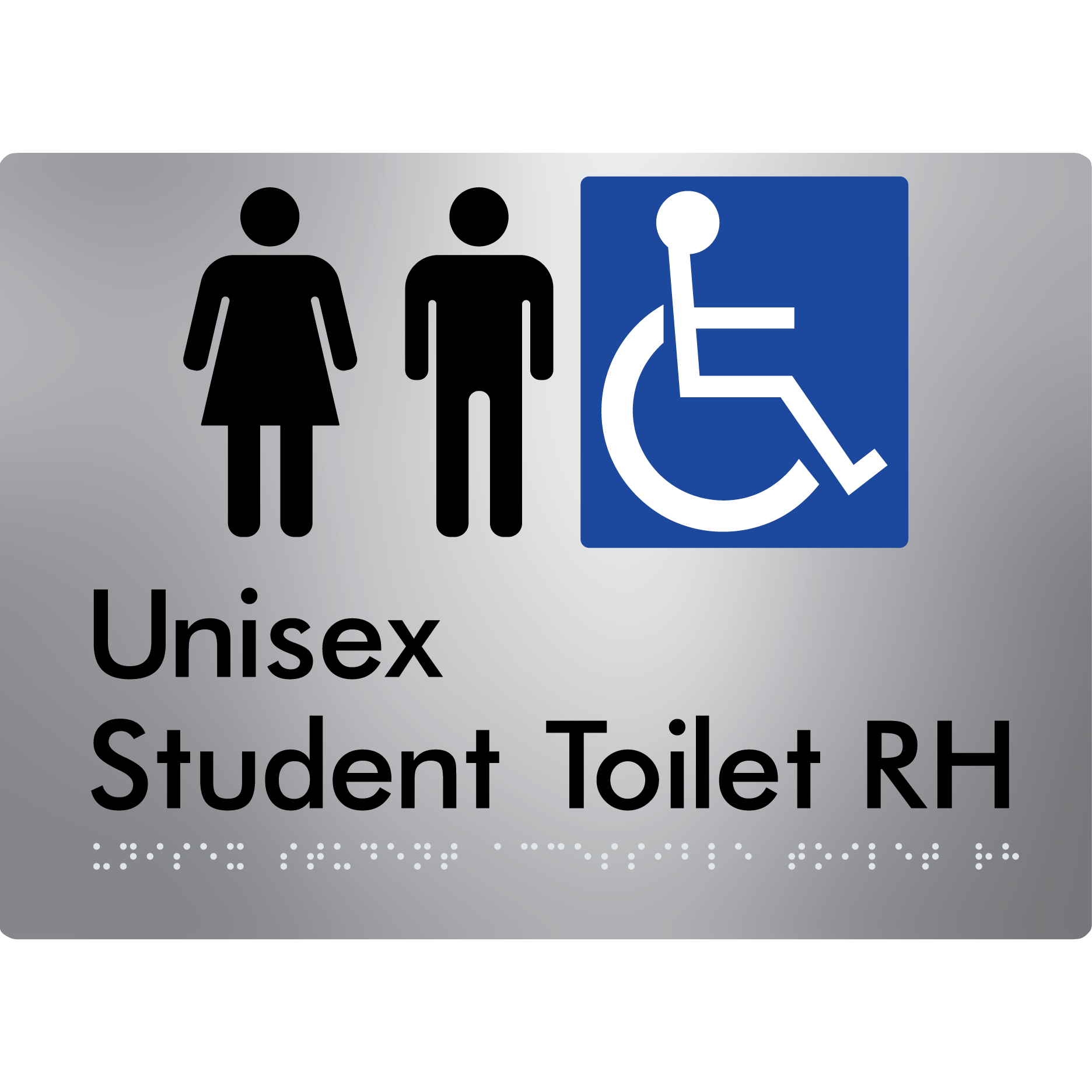 Unisex Student Accessible Toilet LH or RH - Braille Tactile Signs Aust.