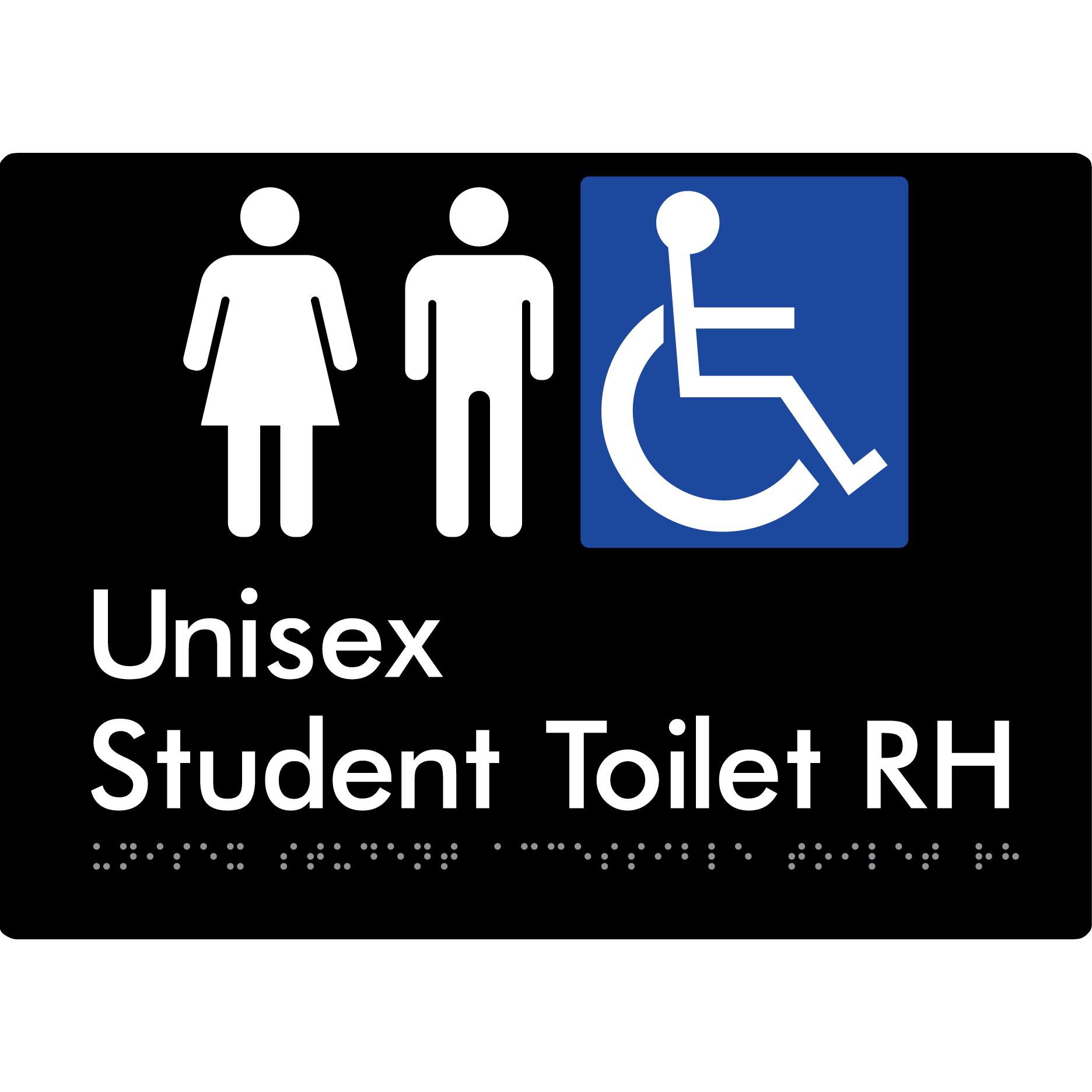 Unisex Student Accessible Toilet LH or RH - Braille Tactile Signs Aust.