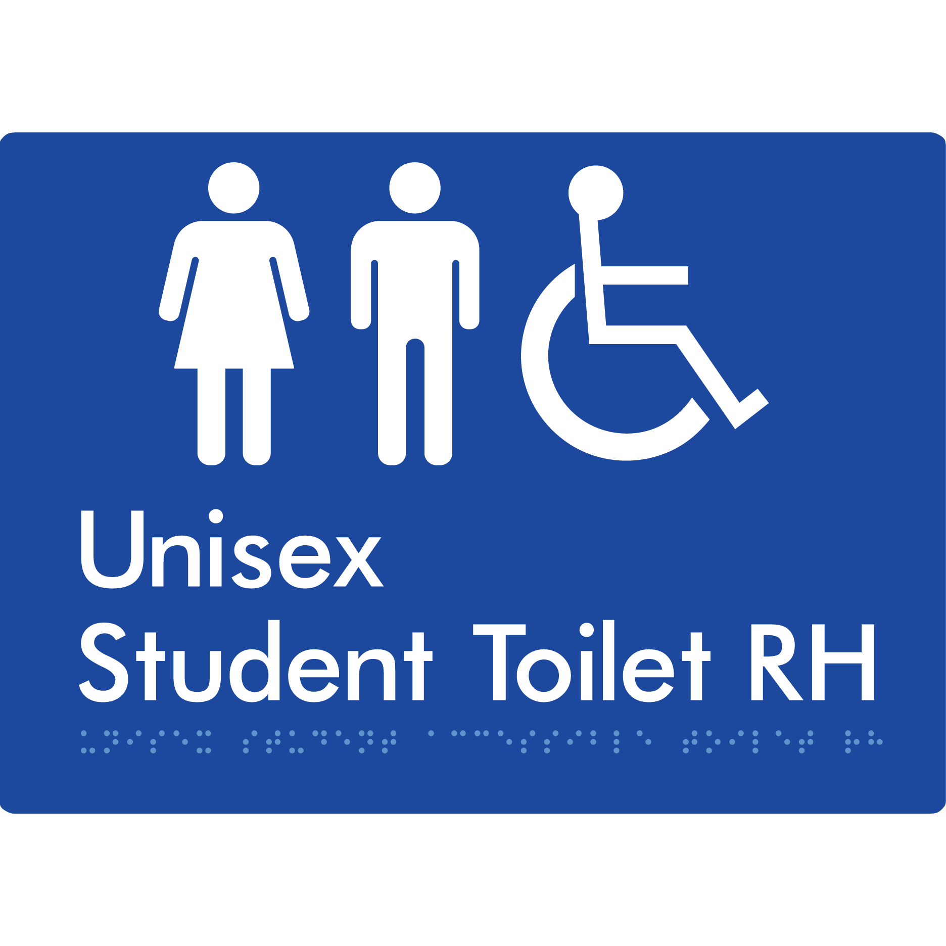 Unisex Student Accessible Toilet LH or RH - Braille Tactile Signs Aust.