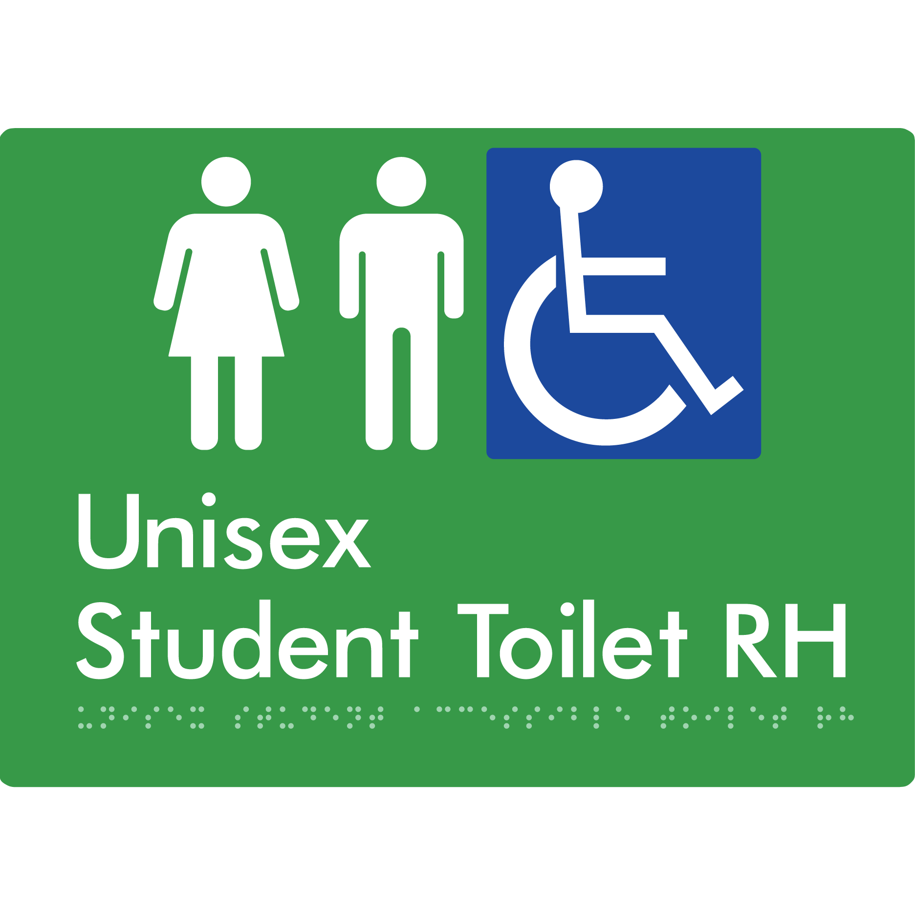Unisex Student Accessible Toilet LH or RH - Braille Tactile Signs Aust.