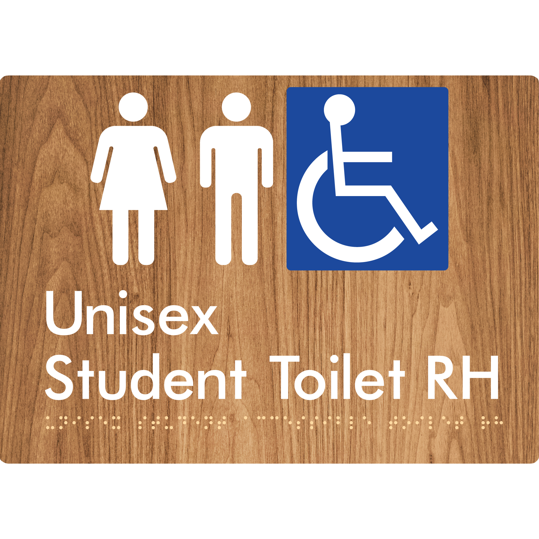 Unisex Student Accessible Toilet LH or RH - Braille Tactile Signs Aust.