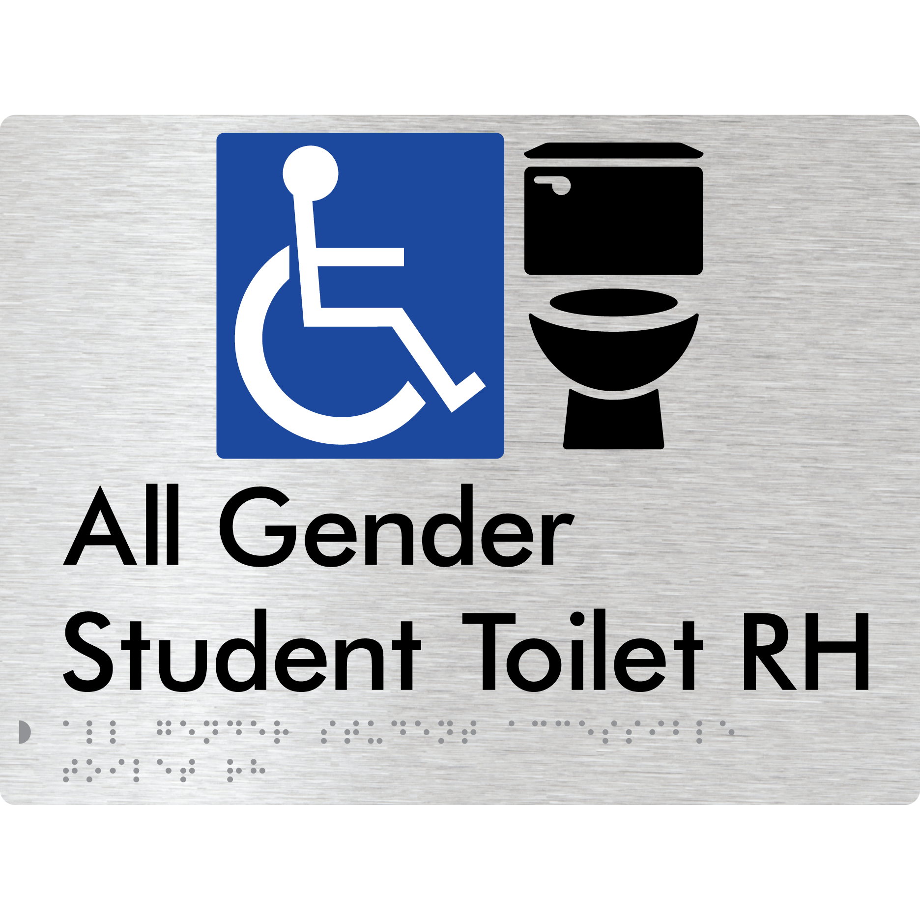 All Gender Student Accessible Toilet LH or RH - Braille Tactile Signs Aust.