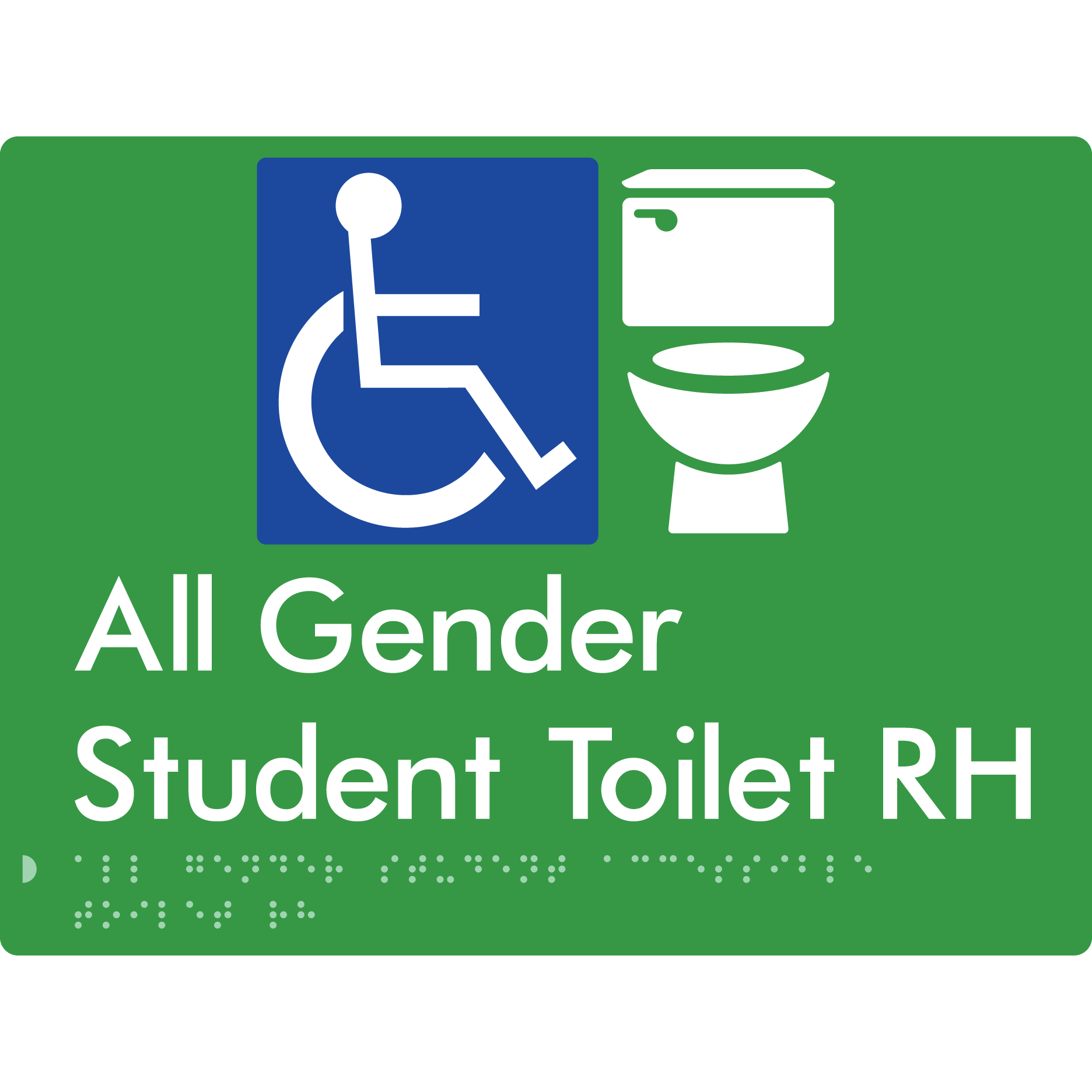 All Gender Student Accessible Toilet LH or RH - Braille Tactile Signs Aust.