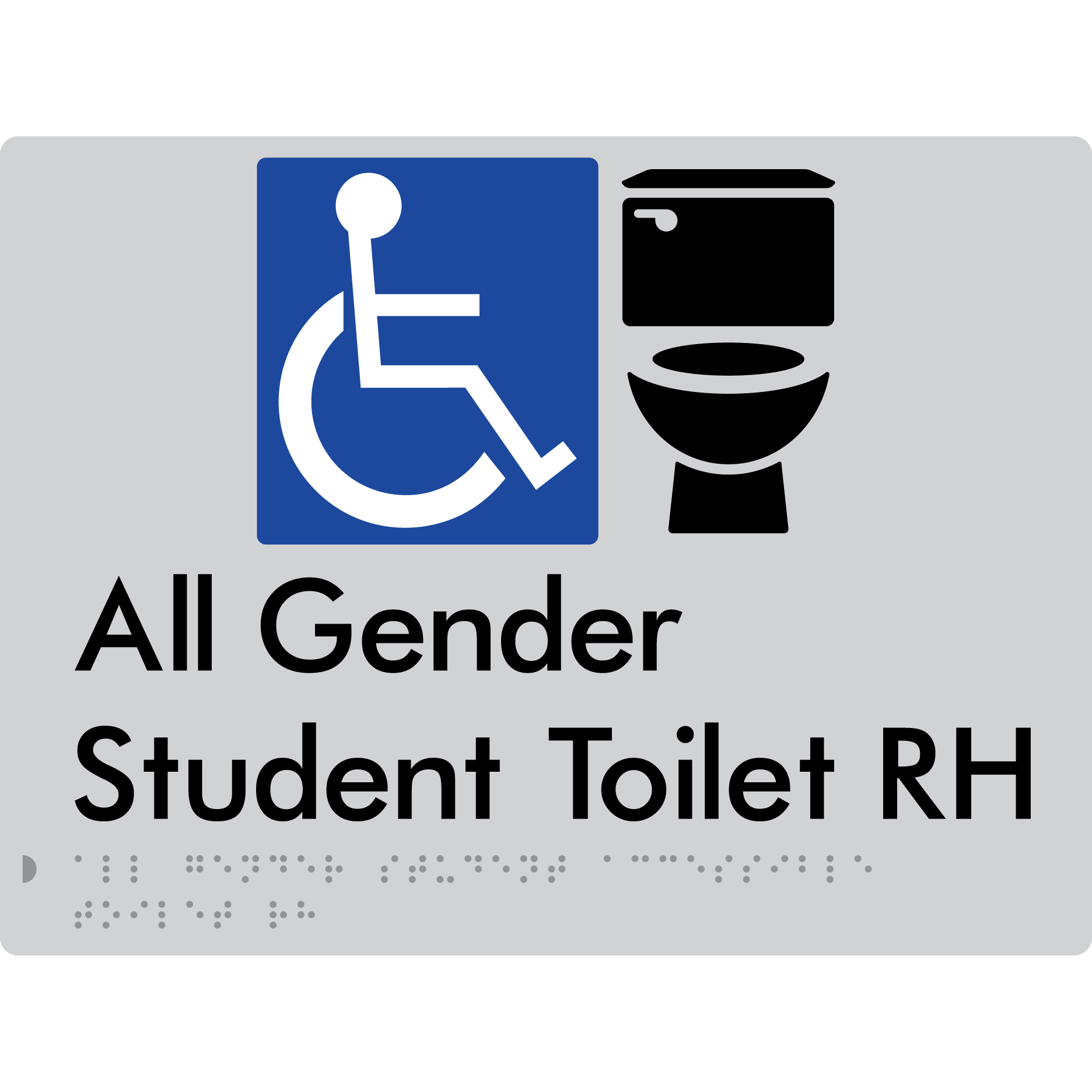 All Gender Student Accessible Toilet LH or RH - Braille Tactile Signs Aust.