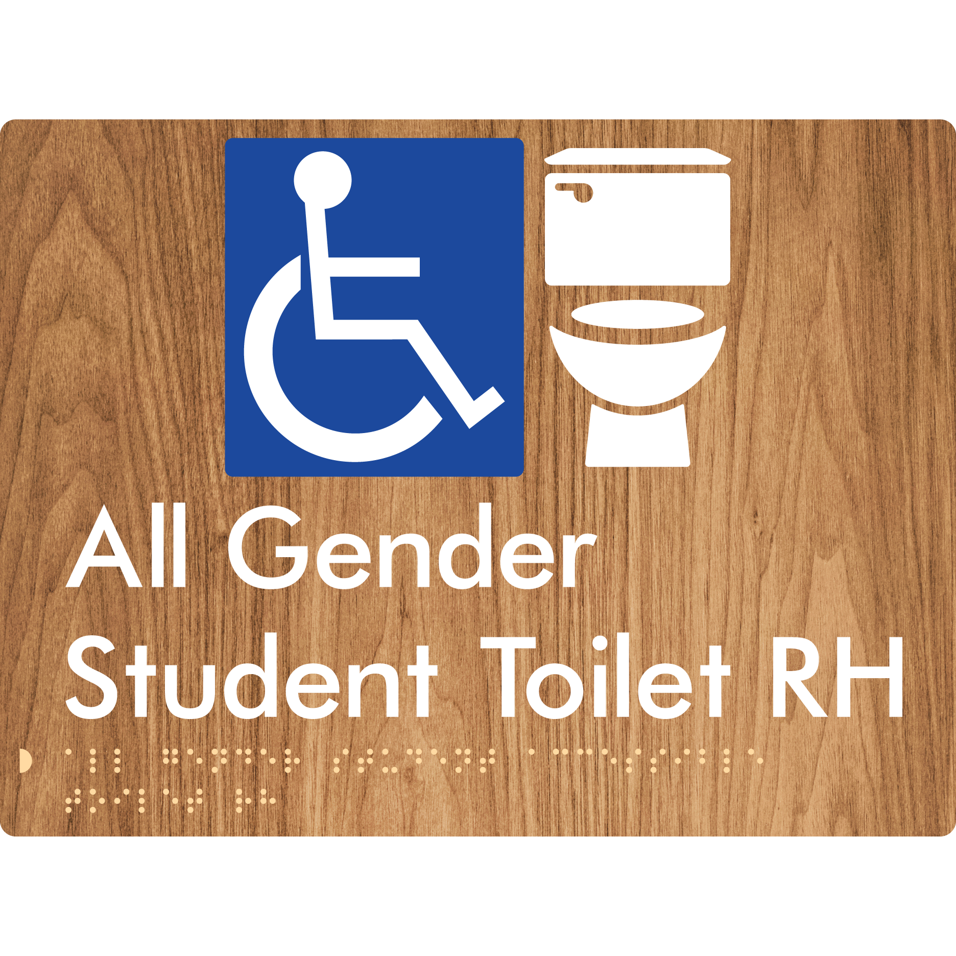 All Gender Student Accessible Toilet LH or RH - Braille Tactile Signs Aust.