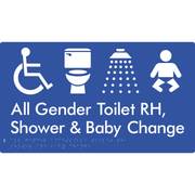 All Gender Accessible Toilet RH / Shower / Baby Change - Braille Tactile Signs Aust.