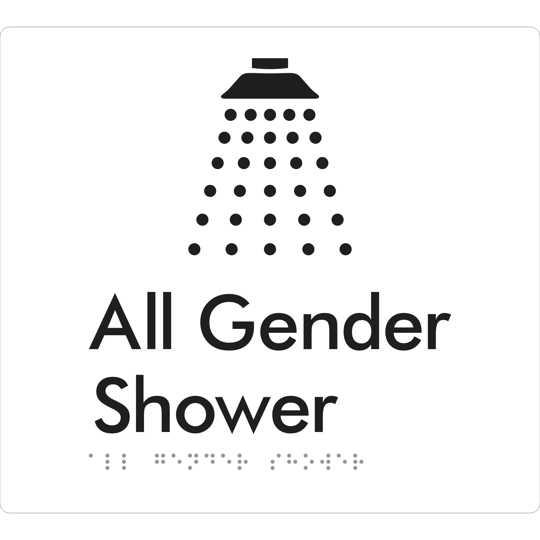 All Gender Shower - Braille Tactile Signs Aust.