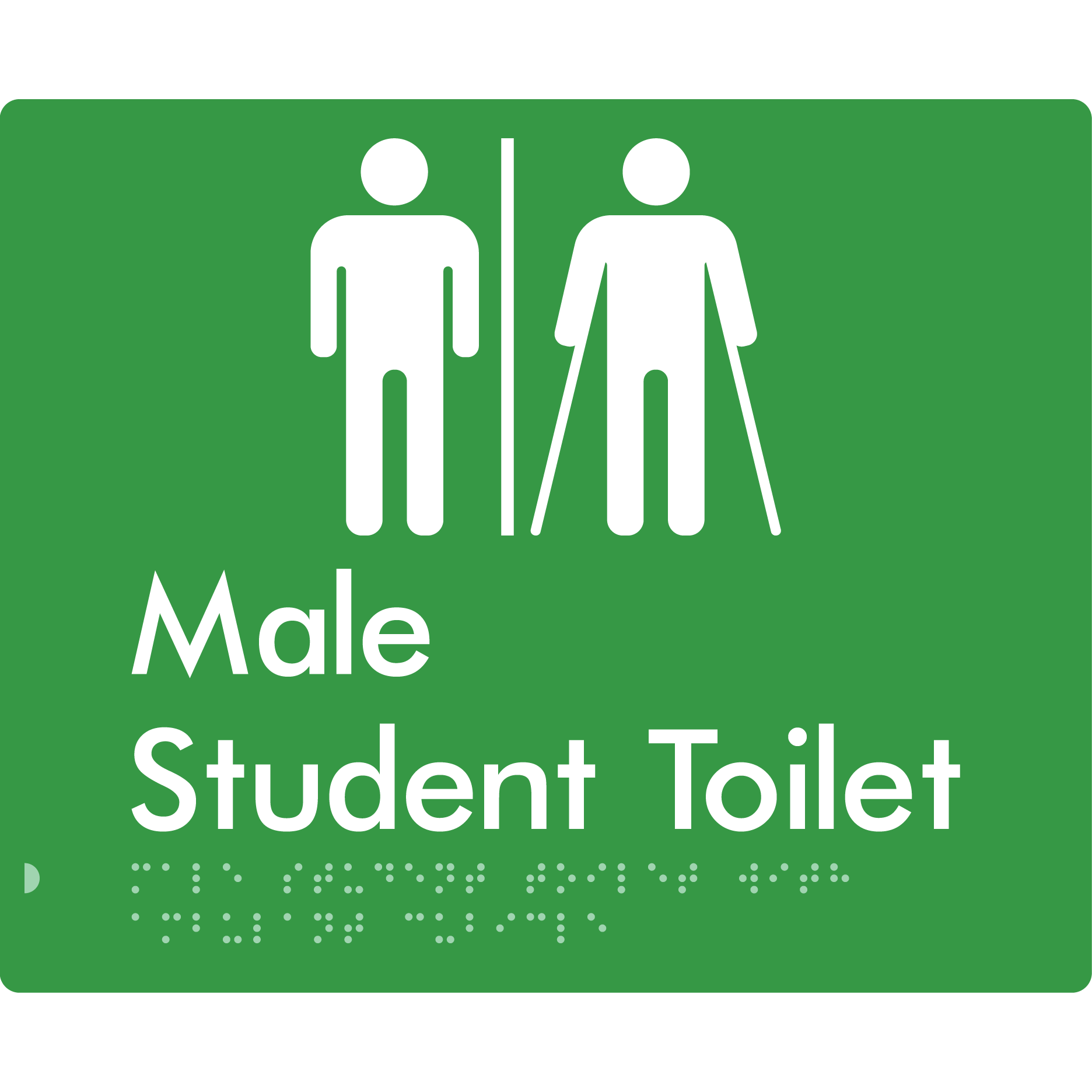 Male Student Toilet with Ambulant Cubicle & Airlock - Braille Tactile Signs Aust.