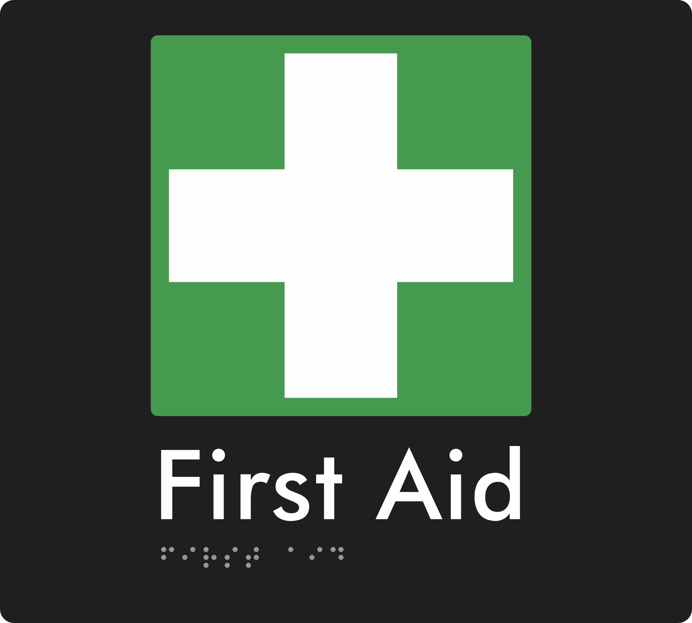 First Aid (For cabinets) - Braille Tactile Signs Aust.