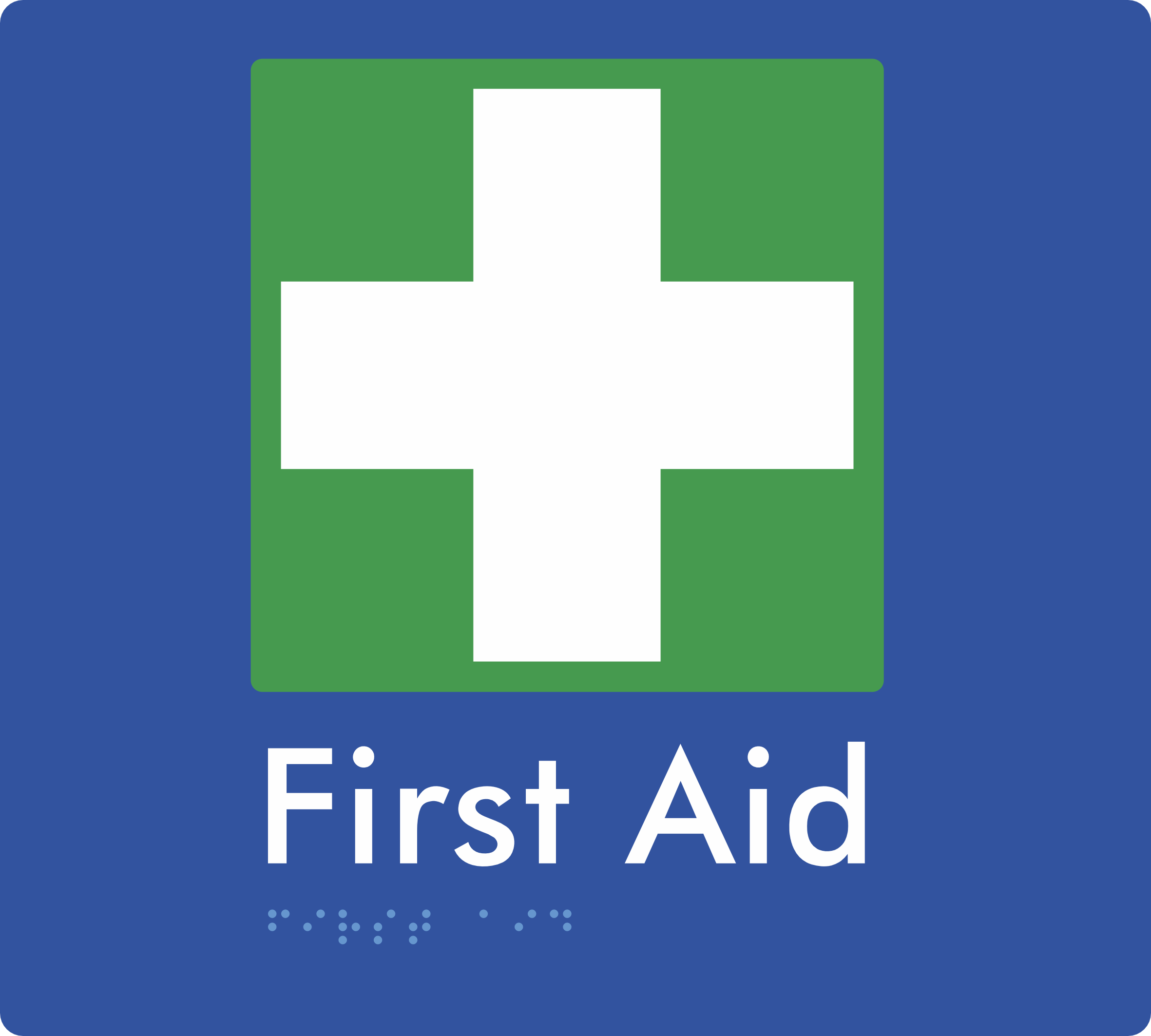 First Aid (For cabinets) - Braille Tactile Signs Aust.