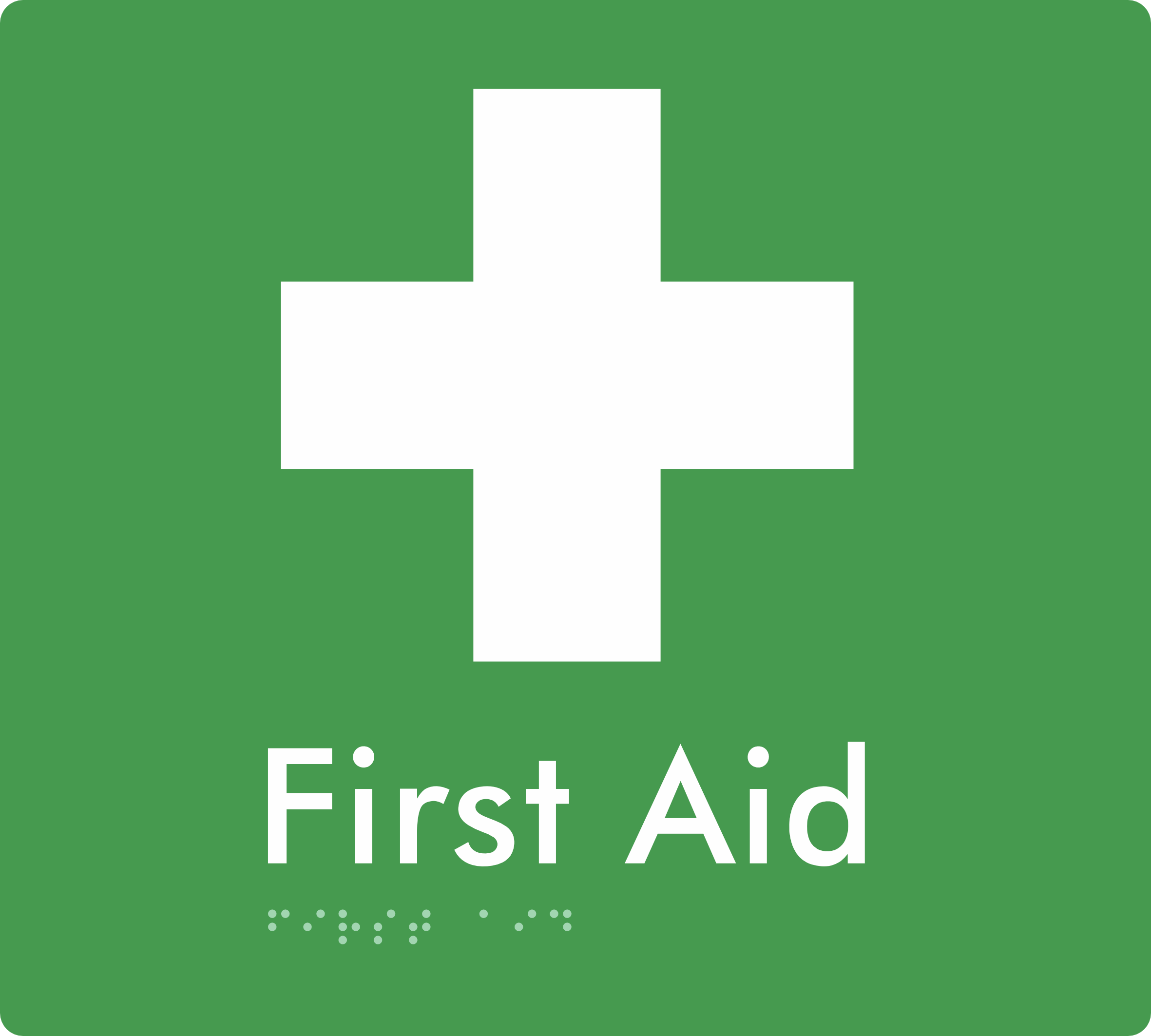 First Aid (For cabinets) - Braille Tactile Signs Aust.
