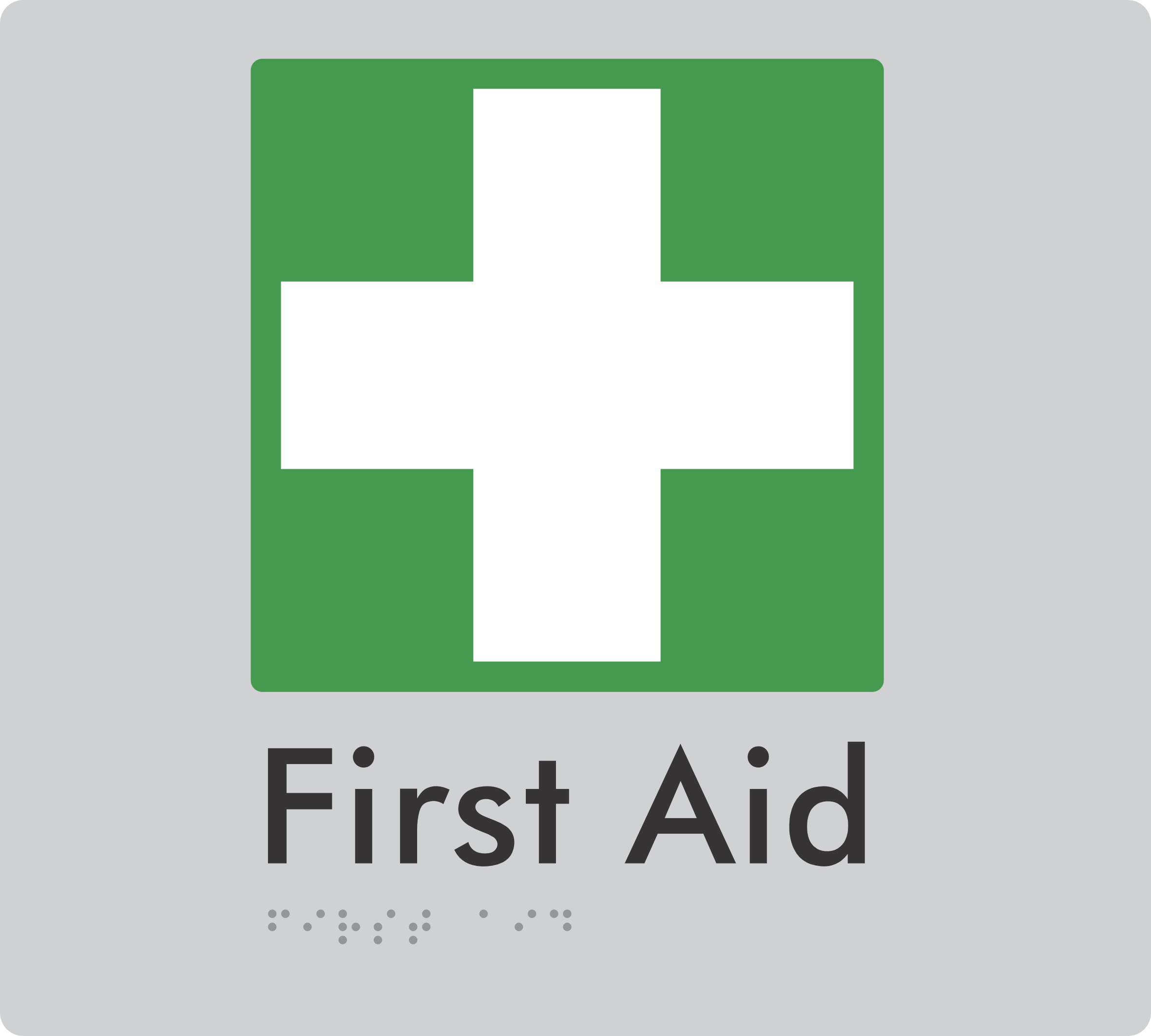 First Aid (For cabinets) - Braille Tactile Signs Aust.