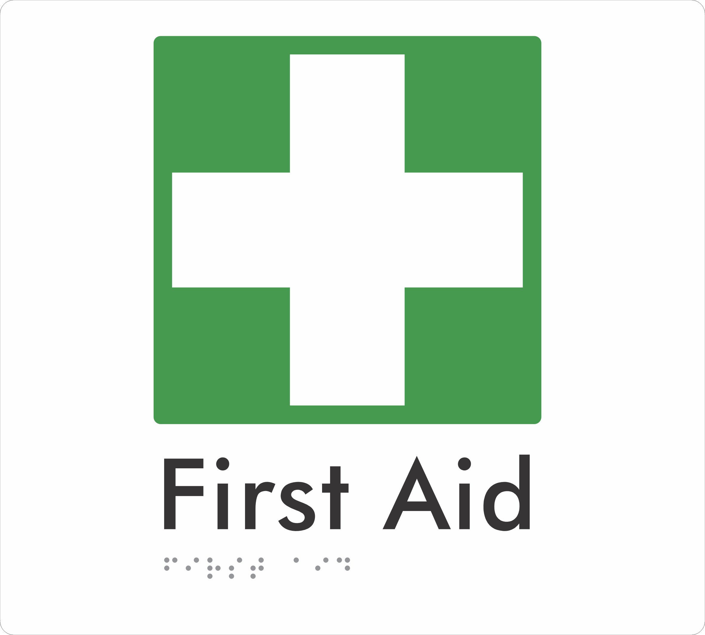 First Aid (For cabinets) - Braille Tactile Signs Aust.