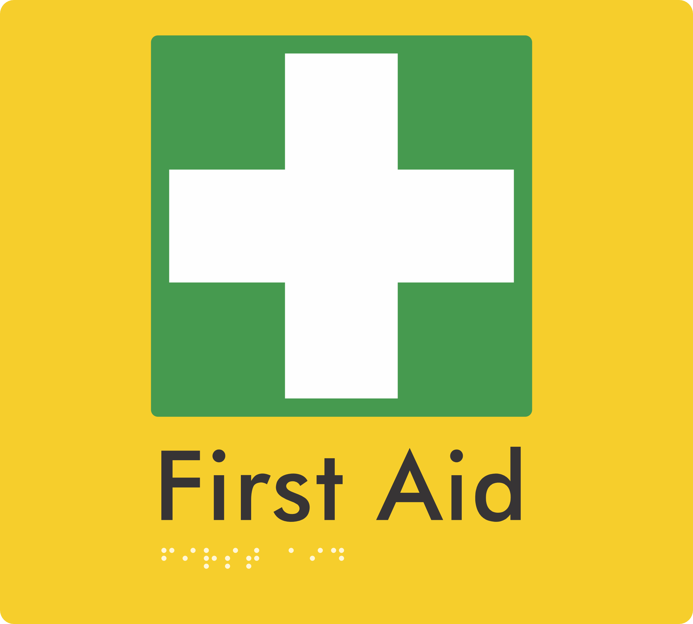 First Aid (For cabinets) - Braille Tactile Signs Aust.