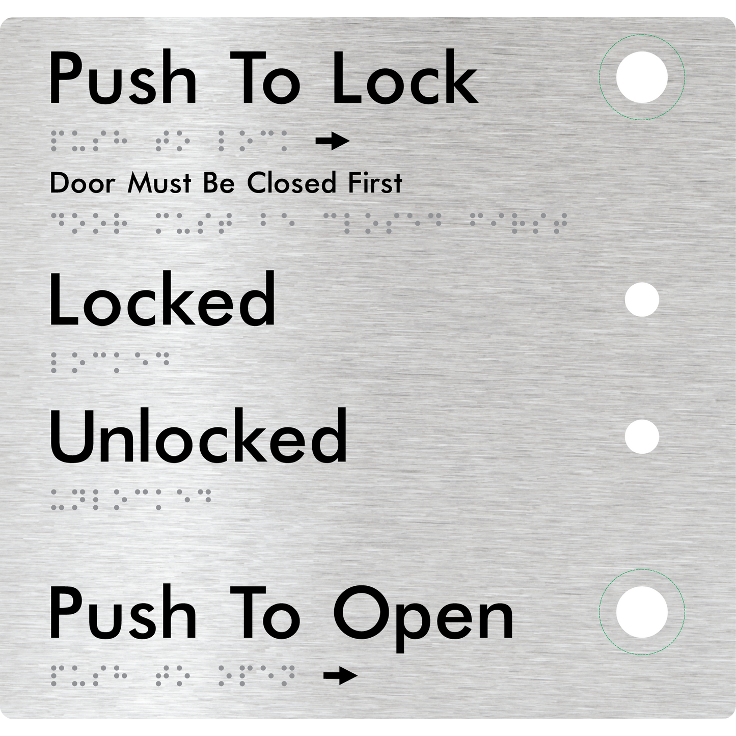 Push to Lock Plate - Braille Tactile Signs Aust.