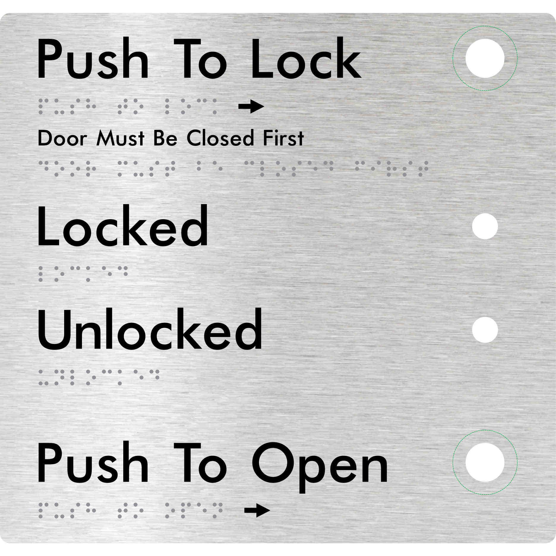 Push to Lock Plate - Braille Tactile Signs Aust.