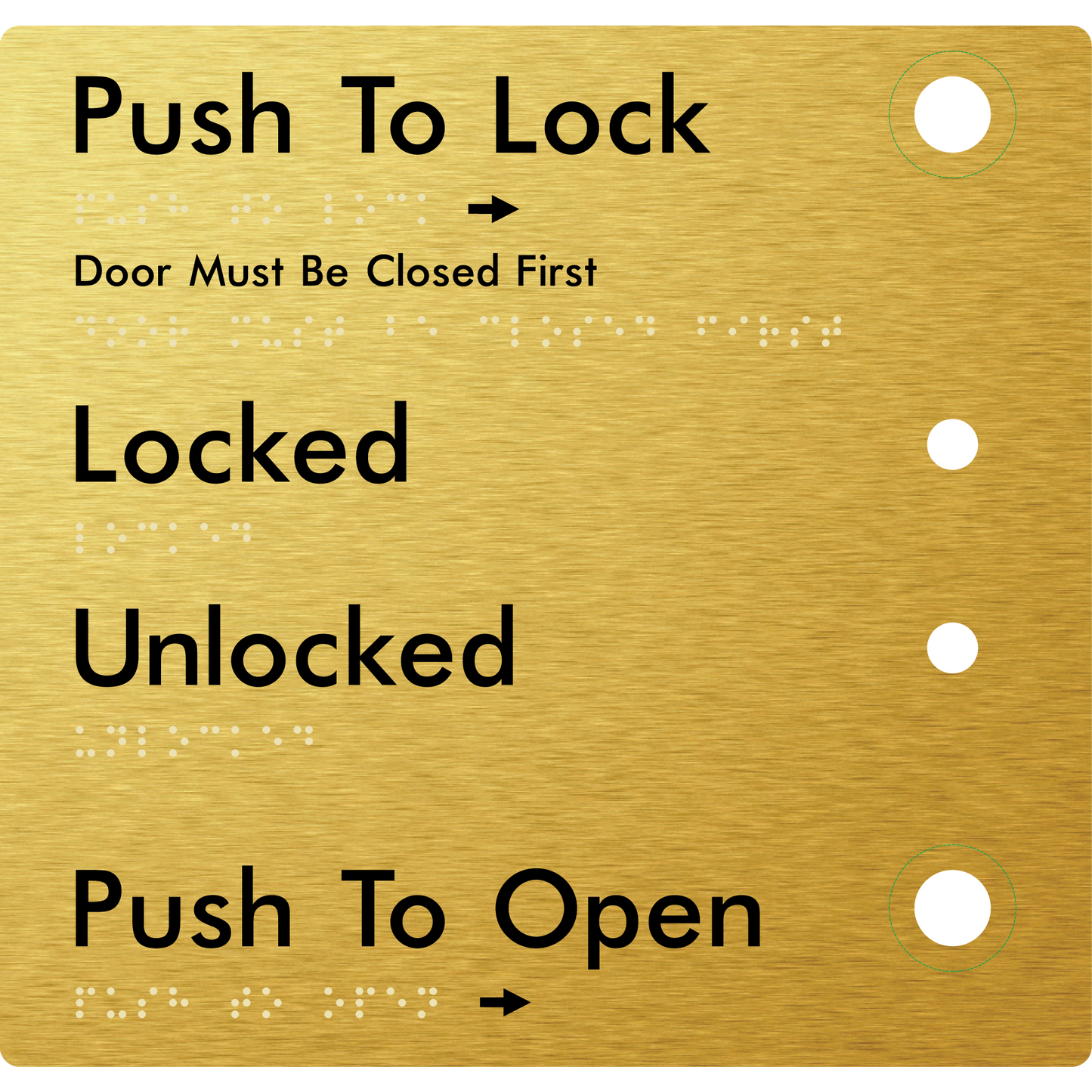 Push to Lock Plate - Braille Tactile Signs Aust.