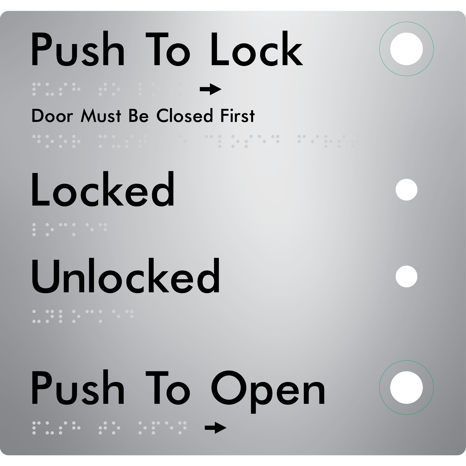 Push to Lock Plate - Braille Tactile Signs Aust.