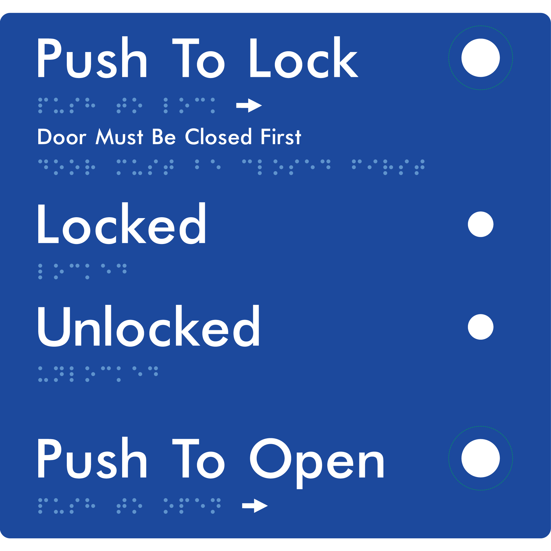 Push to Lock Plate - Braille Tactile Signs Aust.