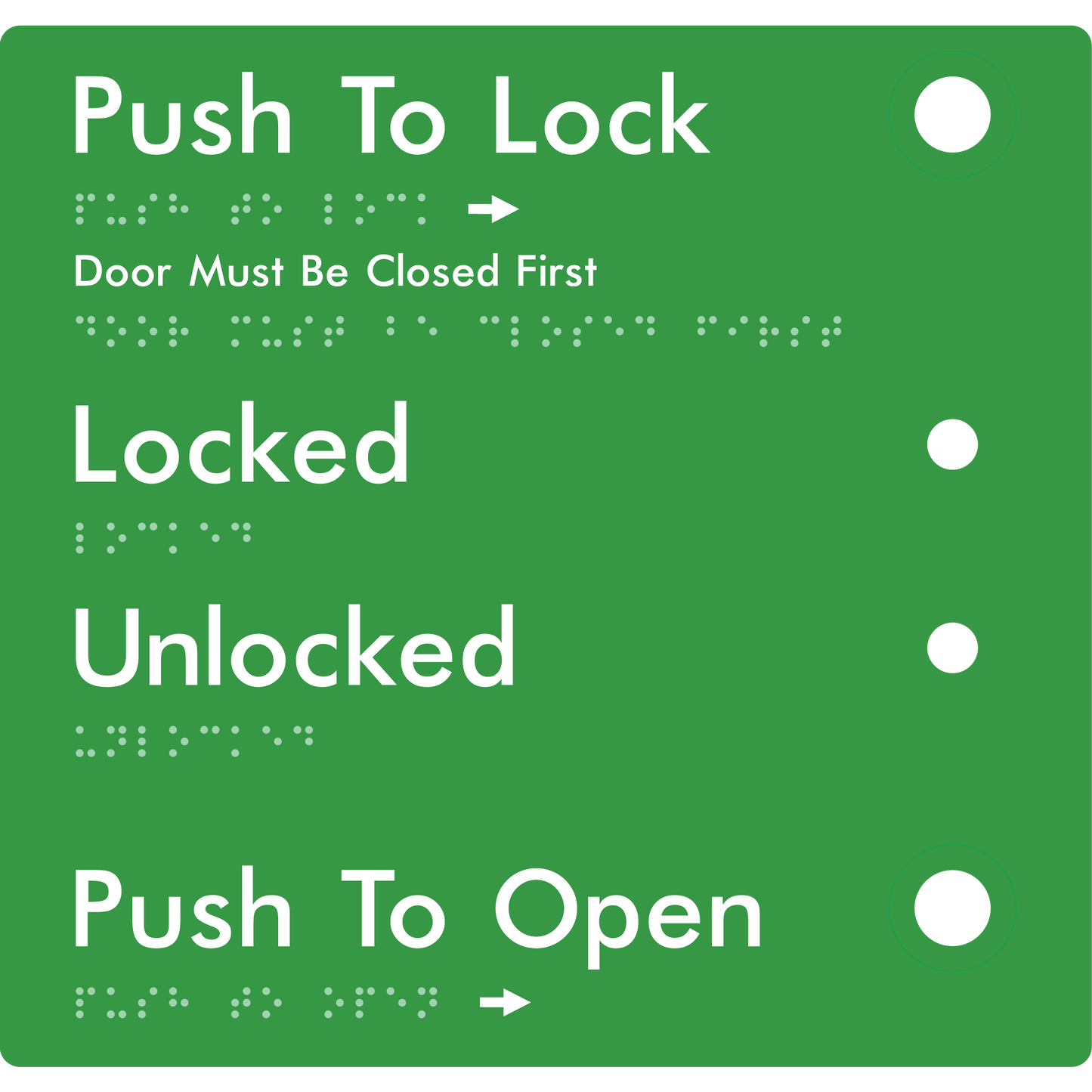 Push to Lock Plate - Braille Tactile Signs Aust.