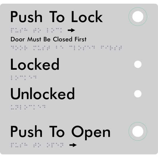 Push to Lock Plate - Braille Tactile Signs Aust.