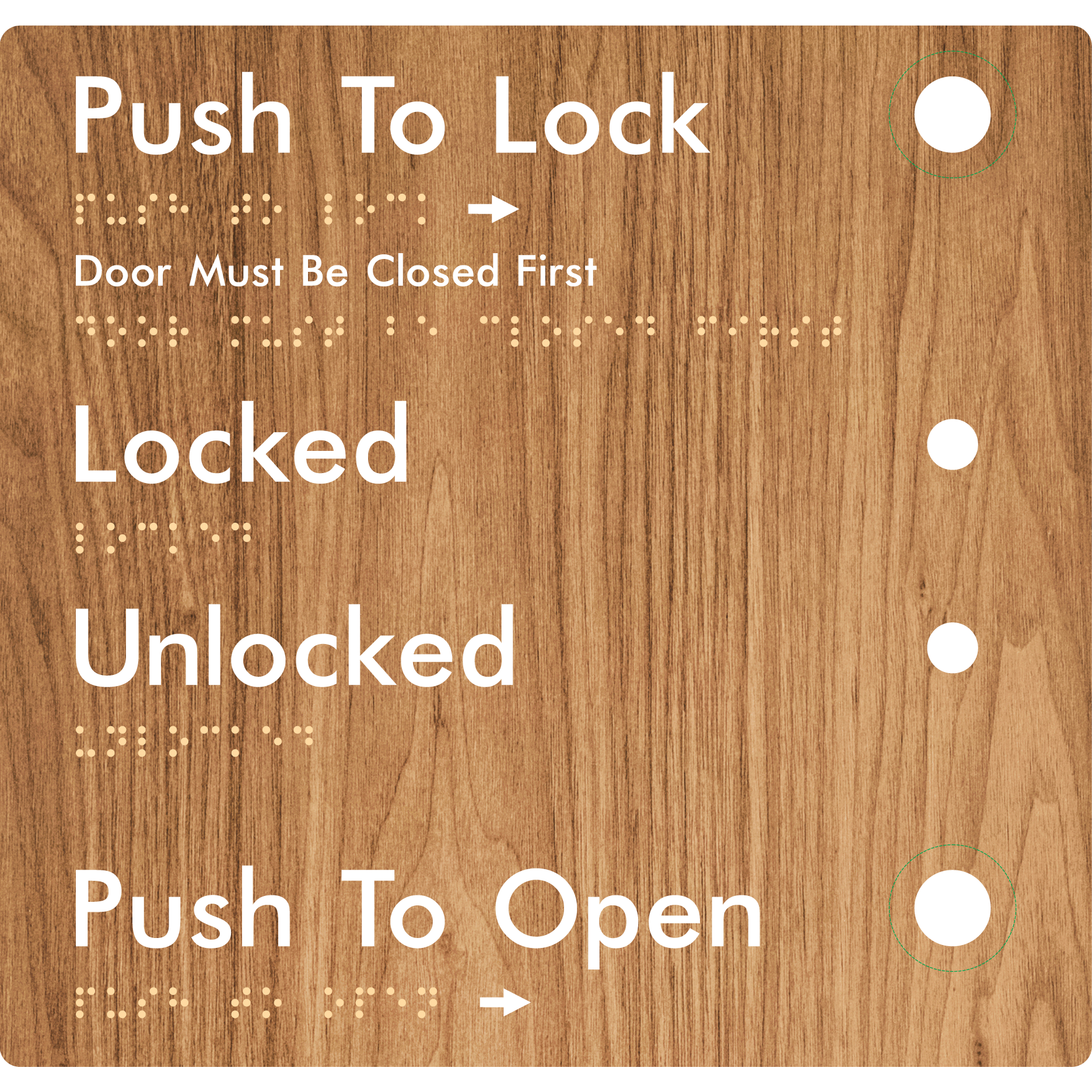 Push to Lock Plate - Braille Tactile Signs Aust.