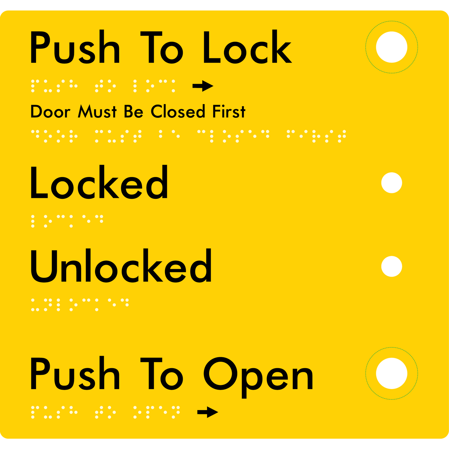 Push to Lock Plate - Braille Tactile Signs Aust.