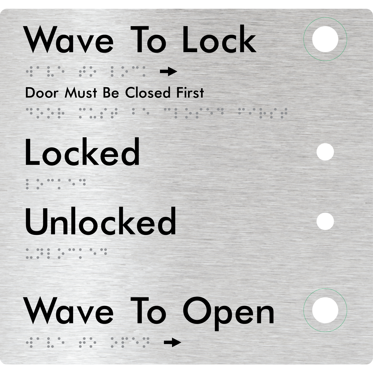 Wave to Lock Plate - Braille Tactile Signs Aust.
