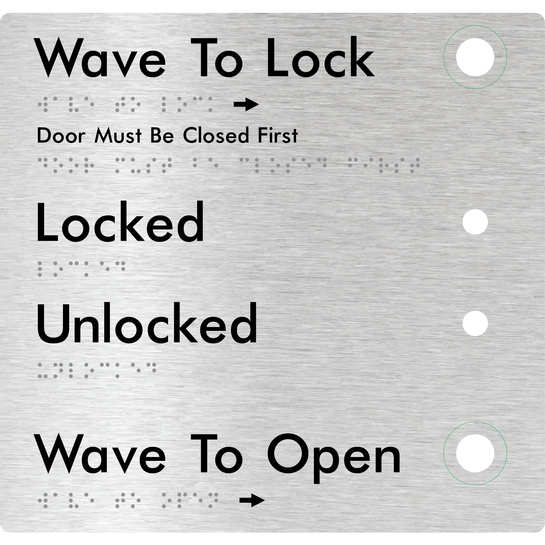 Wave to Lock Plate - Braille Tactile Signs Aust.
