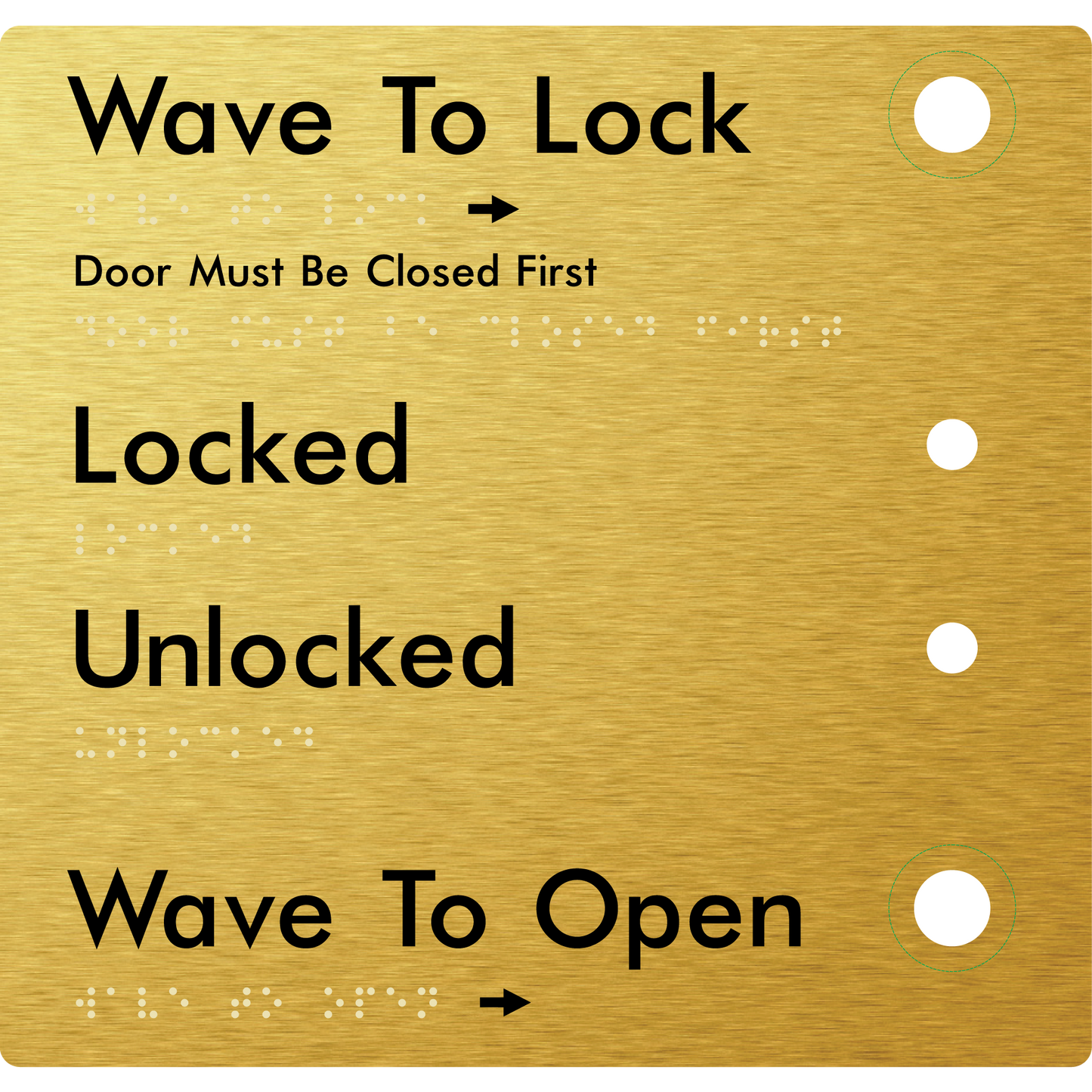 Wave to Lock Plate - Braille Tactile Signs Aust.