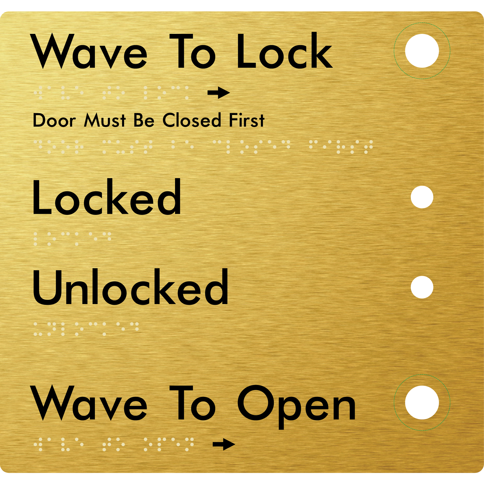 Wave to Lock Plate - Braille Tactile Signs Aust.