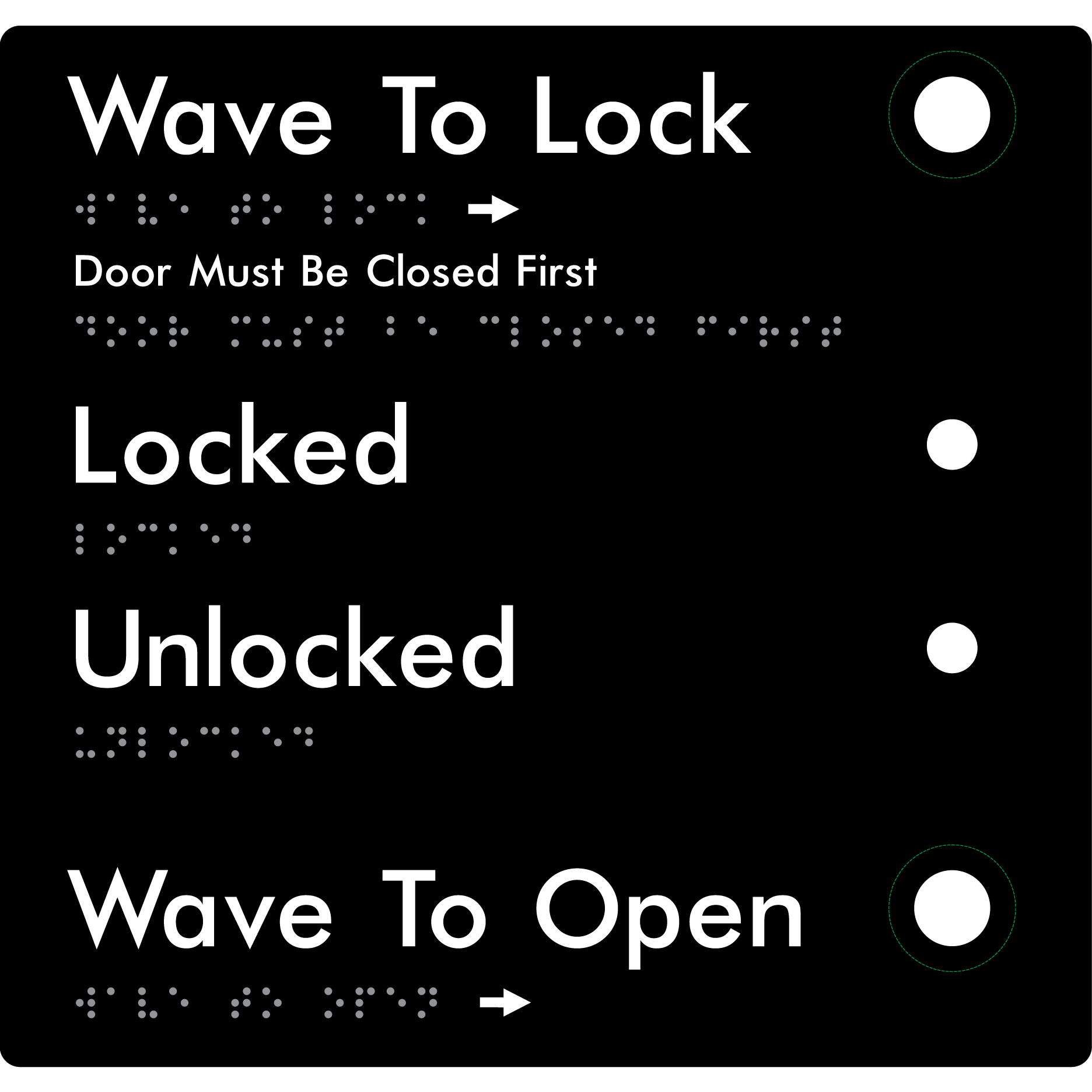 Wave to Lock Plate - Braille Tactile Signs Aust.