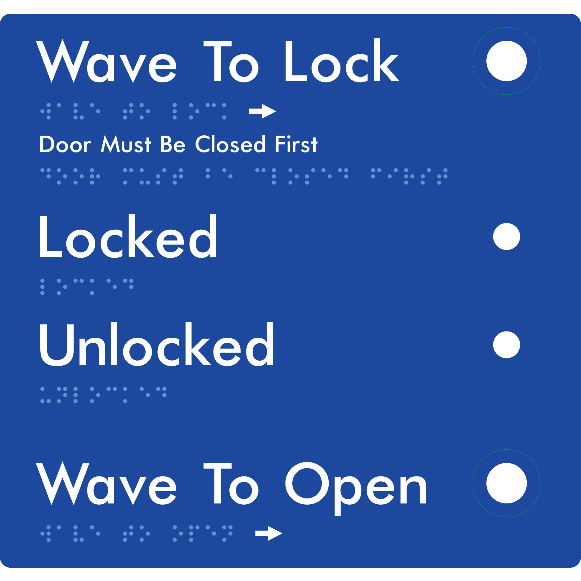 Wave to Lock Plate - Braille Tactile Signs Aust.
